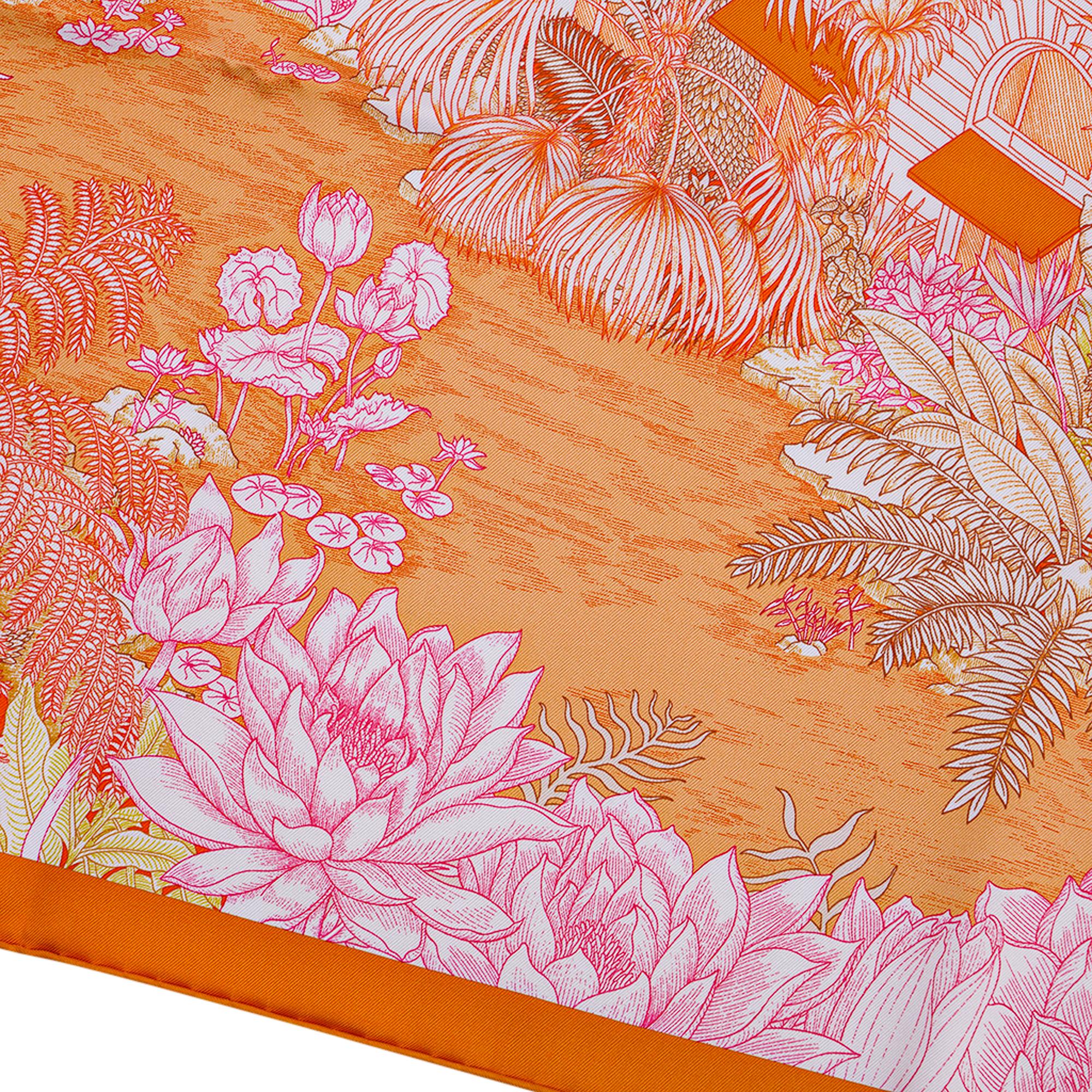 Hermes Scarf Faubourg Tropical Orange/ Mangue / Rose 90 Silk New w/Box 1