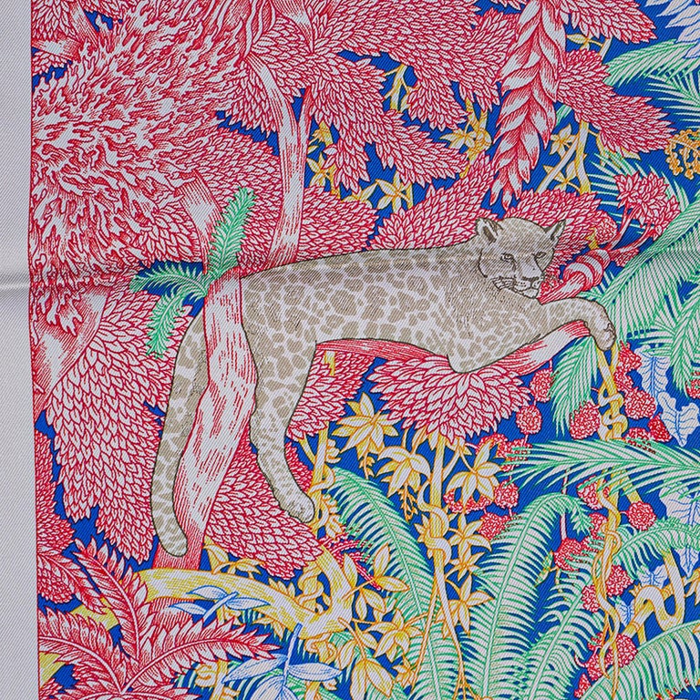 Foulard Hermès Tropiques Rose 100% Soie – Authentique, Made In France #61974