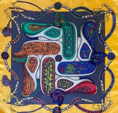 Echarpe Gavroche Hermès "Festival" 1992