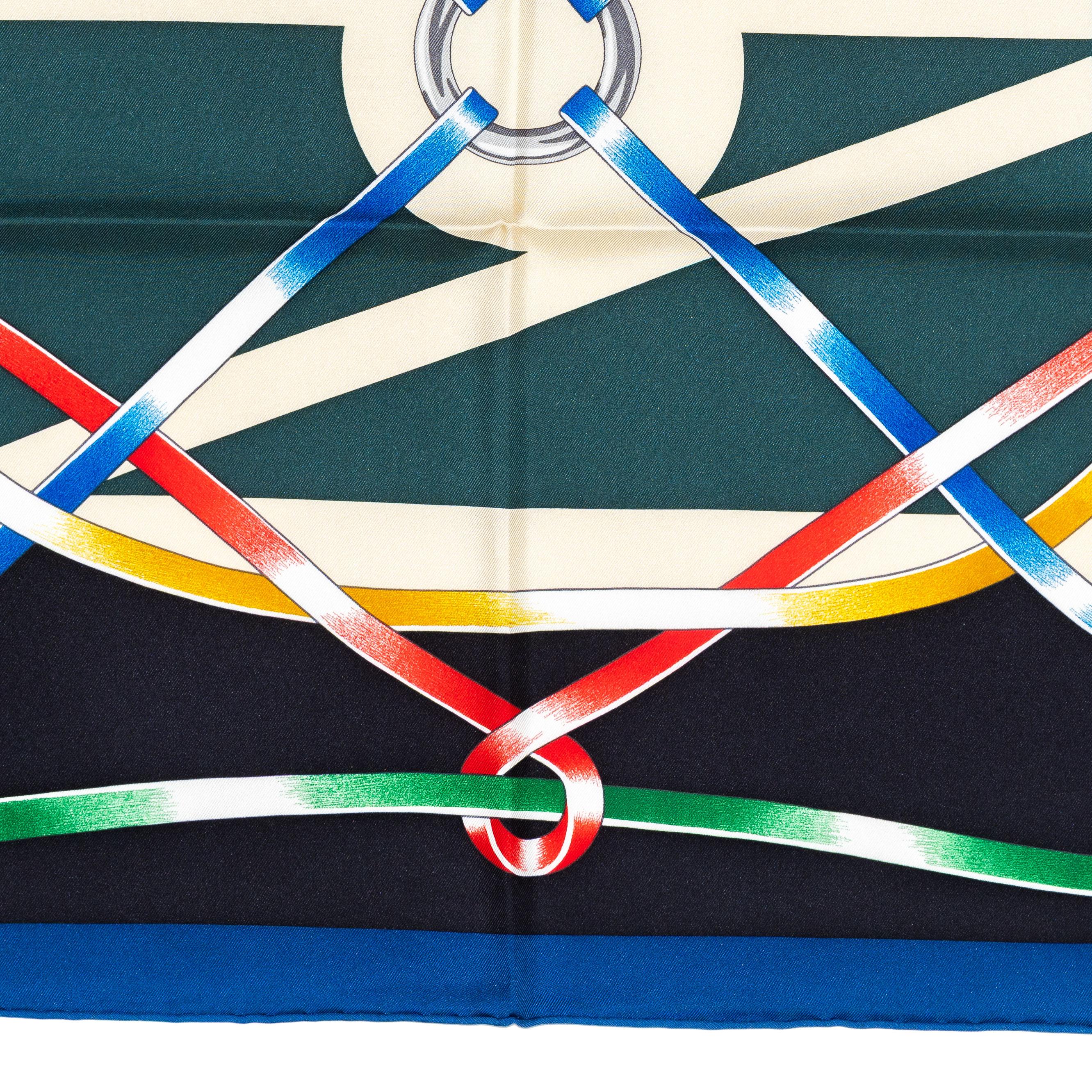 Hermes Scarf Figure Artistique – Marine – Noir - New Store Tag For Sale 5