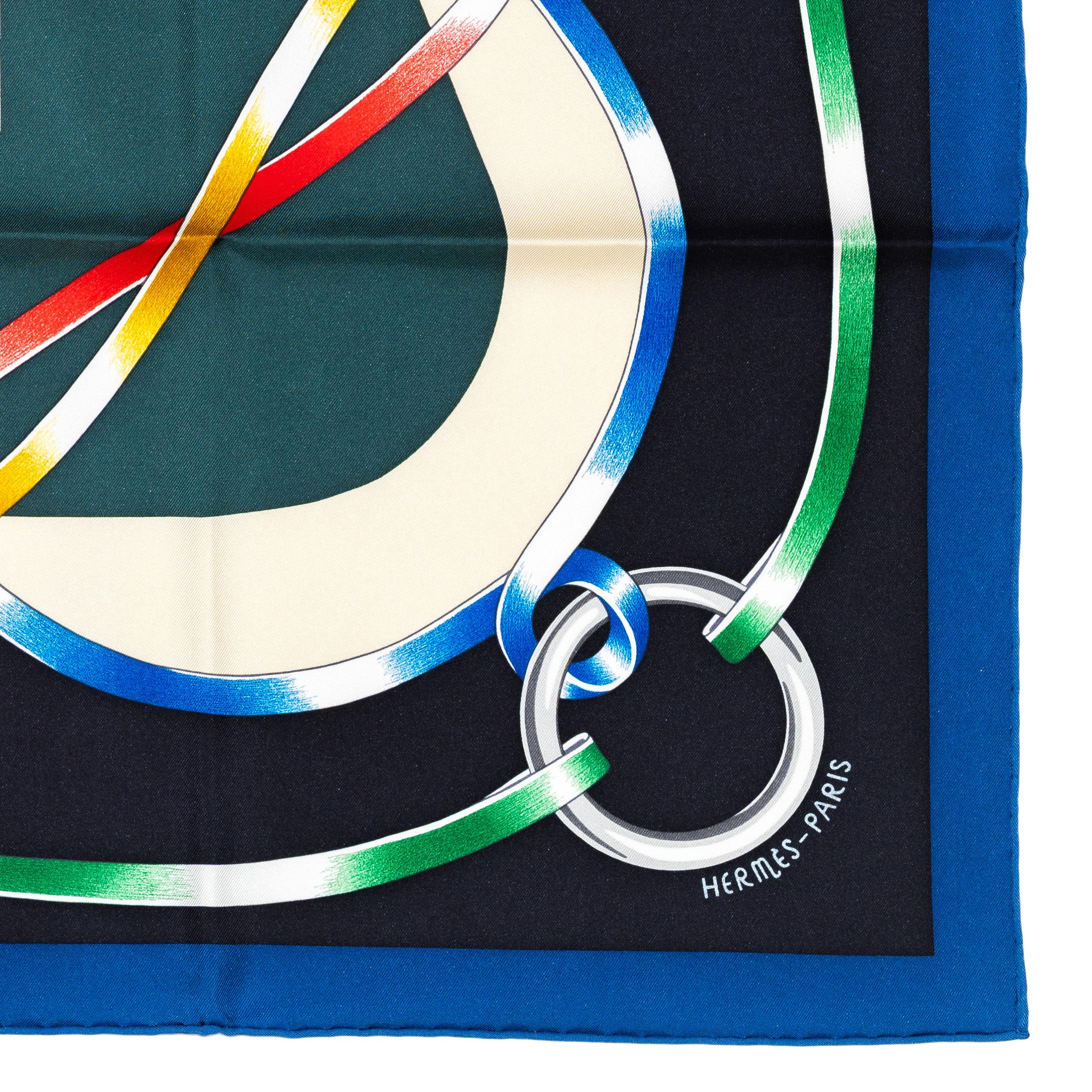 Hermes Scarf Figure Artistique – Marine – Noir - New Store Tag For Sale 6