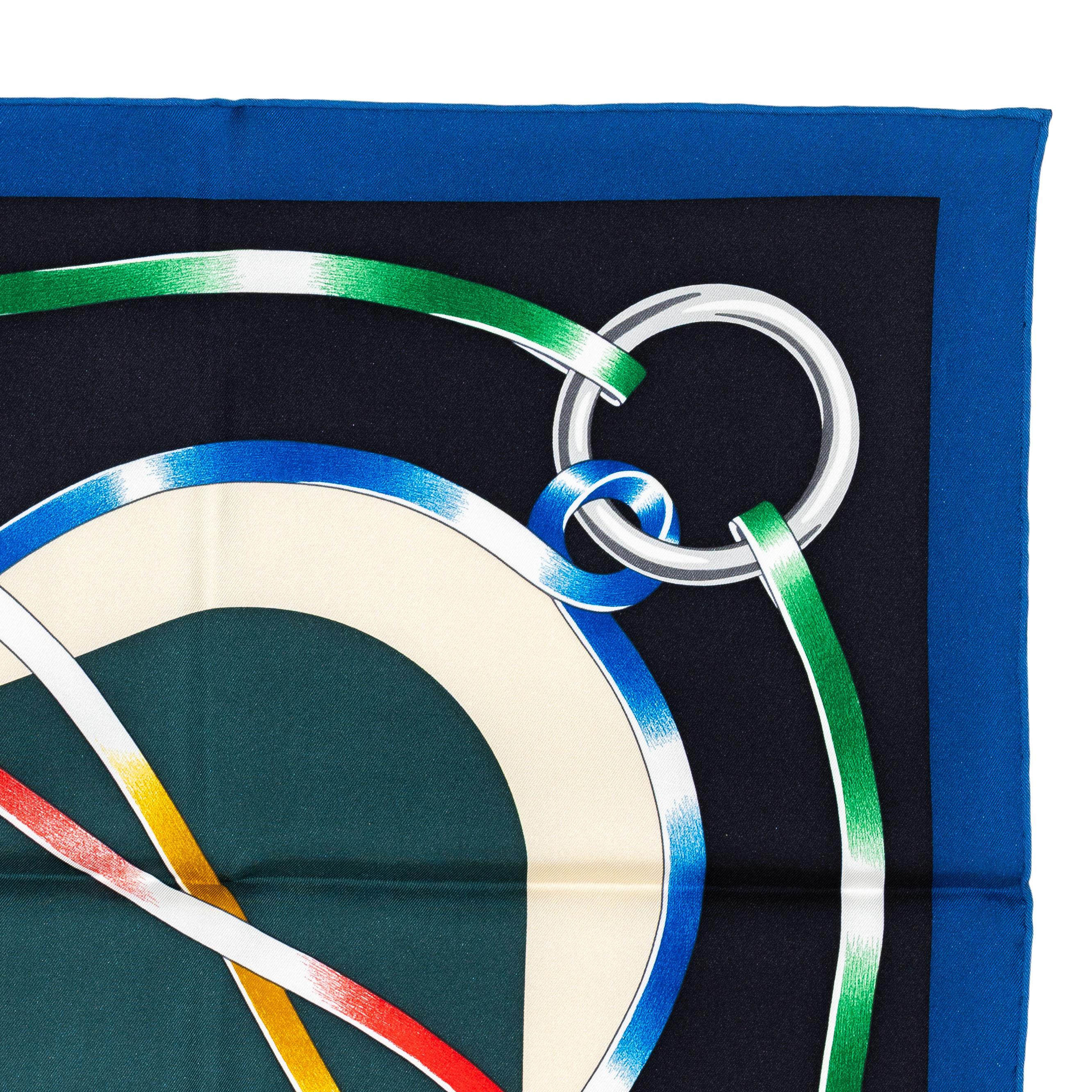 Women's Hermes Scarf Figure Artistique – Marine – Noir - New Store Tag For Sale