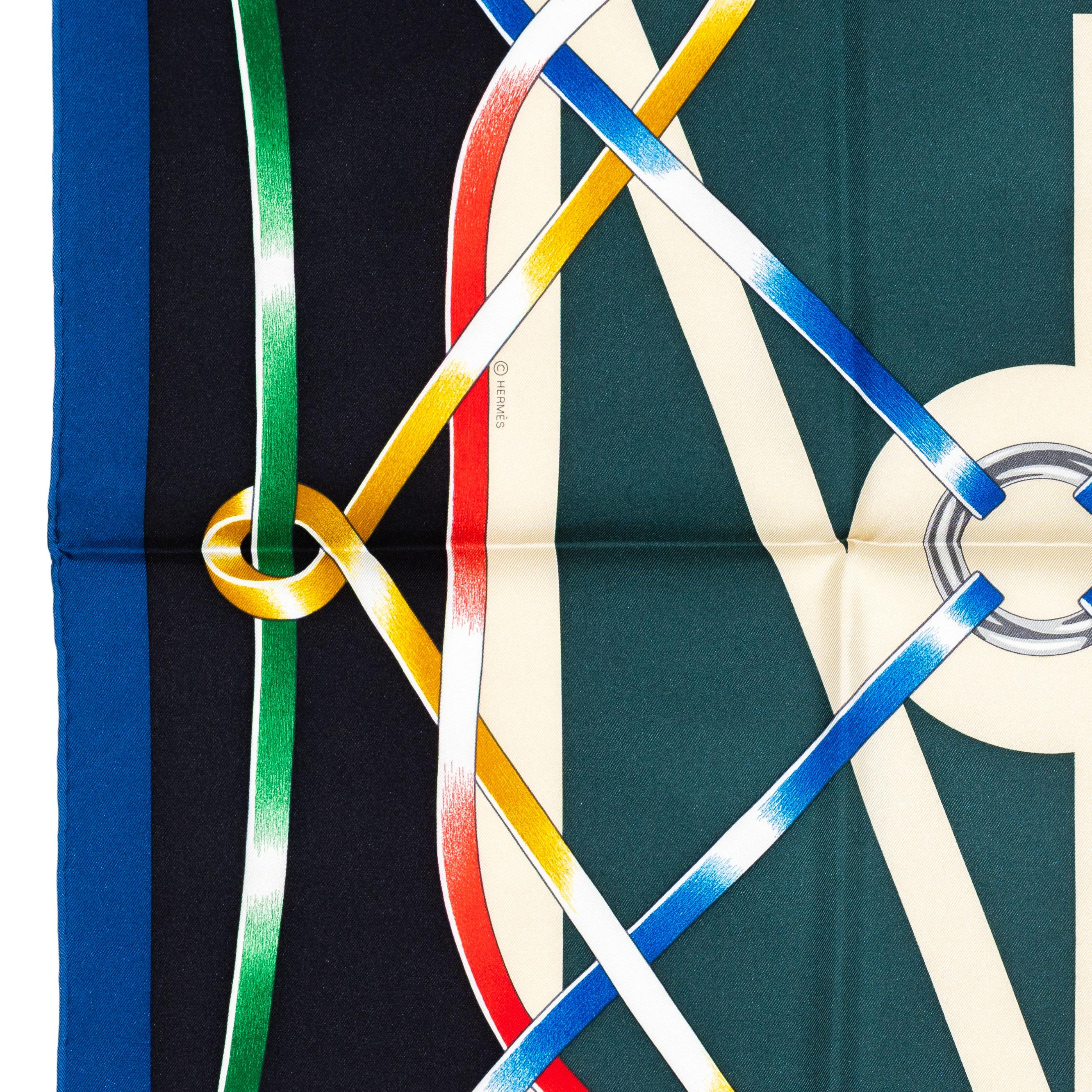 Hermes Scarf Figure Artistique – Marine – Noir - New Store Tag For Sale 1