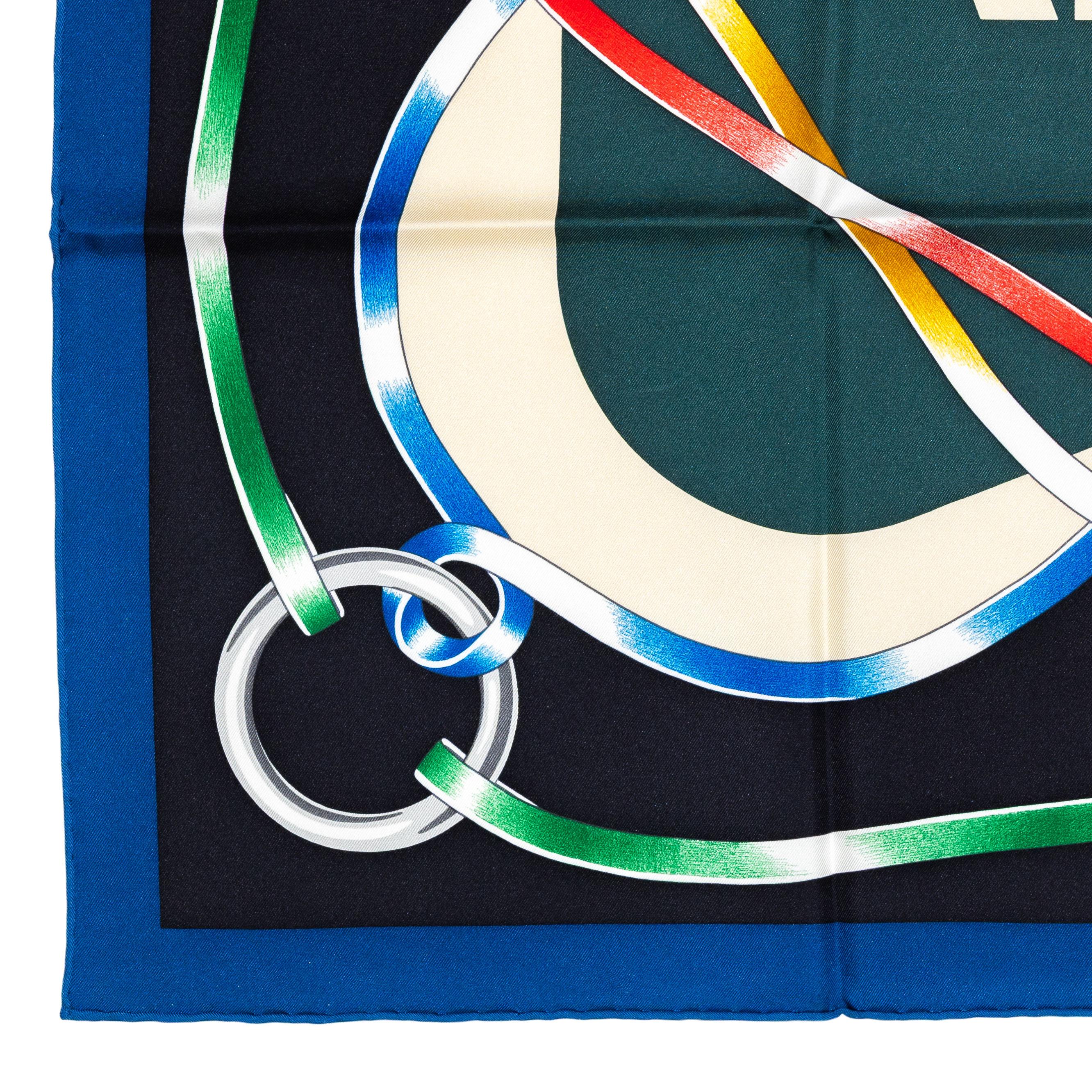 Hermes Scarf Figure Artistique – Marine – Noir - New Store Tag For Sale 4