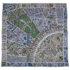 Hermes Scarf Fleurs De Giverny Limited Edition Parme Vert Blue 90 cm