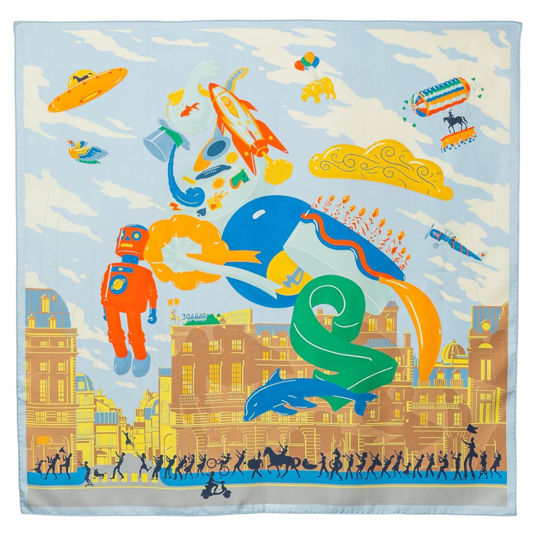 Hermes scarf / foulard 'Parade' by Jonathan Burton For Sale