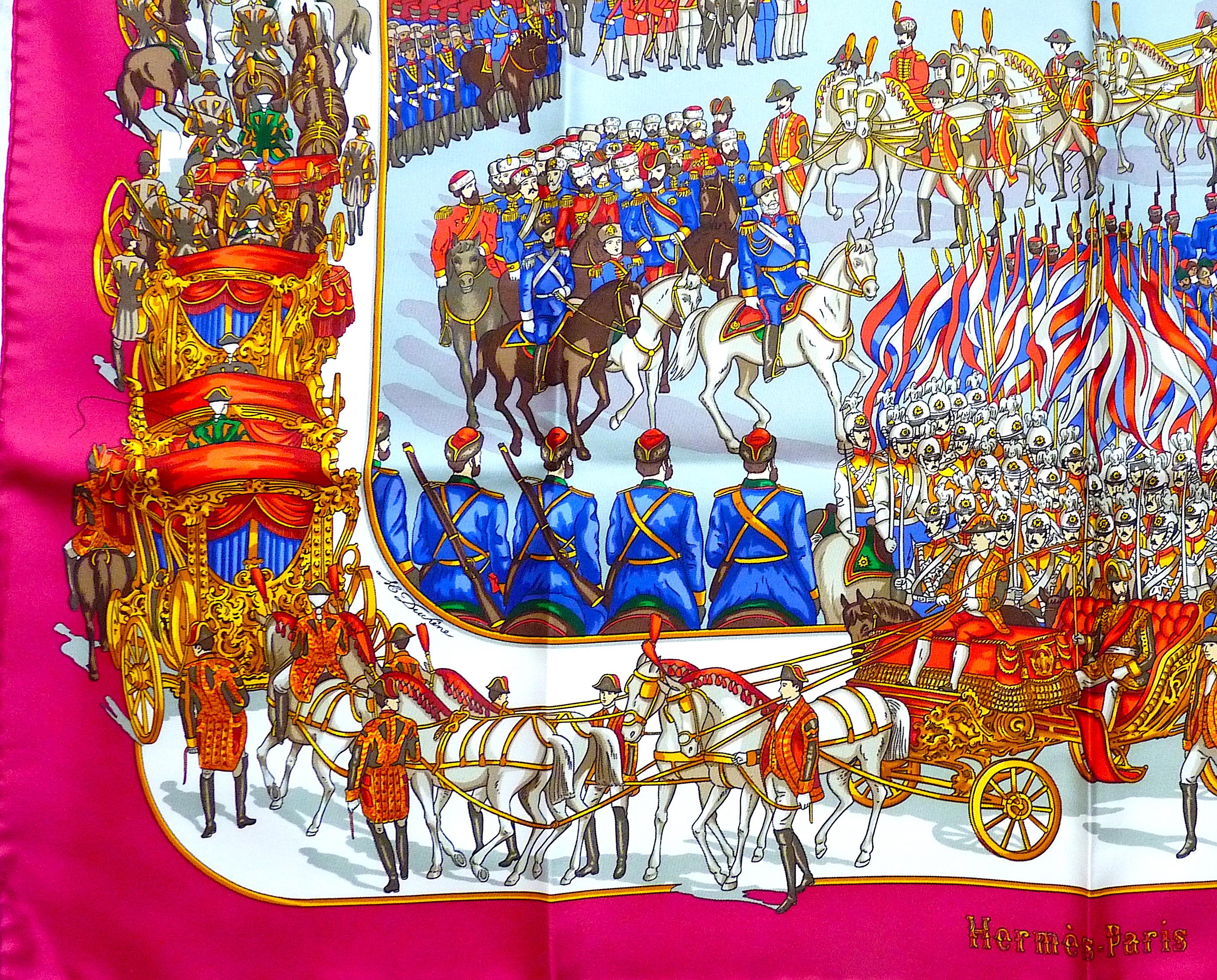 Hermes Scarf Grand Cortège à Moscou by Michel Duchêne in 1992 In New Condition In CHAMPEAUX-SUR-SARTHE, FR