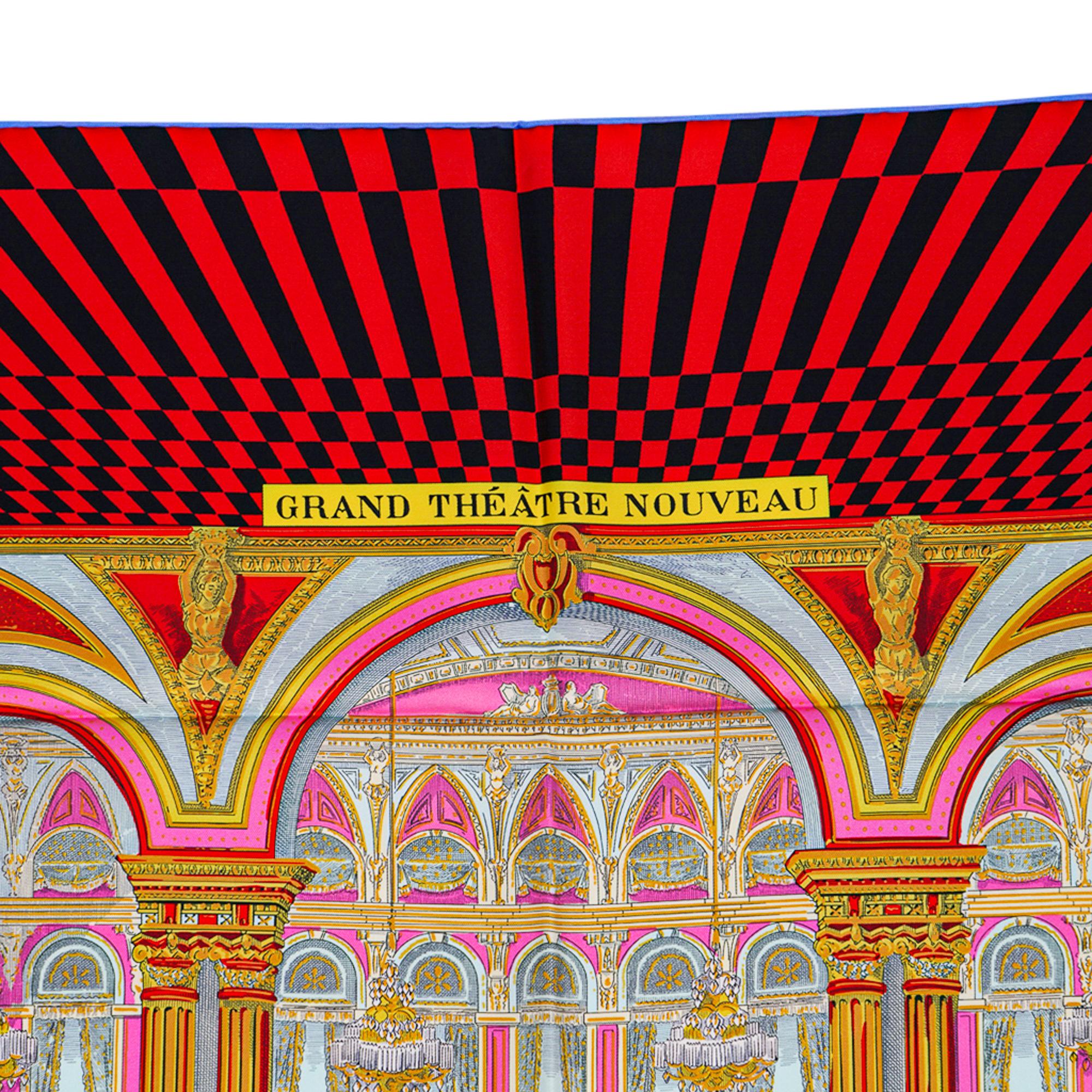 Hermes Scarf Grand Theatre Nouveau Rouge / Vert Silk 90 New w 