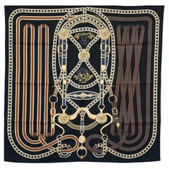 Hermes Sciarpa Grand Tralala Seta 90cm Nuovo Nero