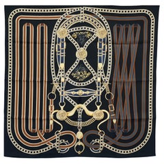 Hermes Scarf Grand Tralala Silk 90cm New Black