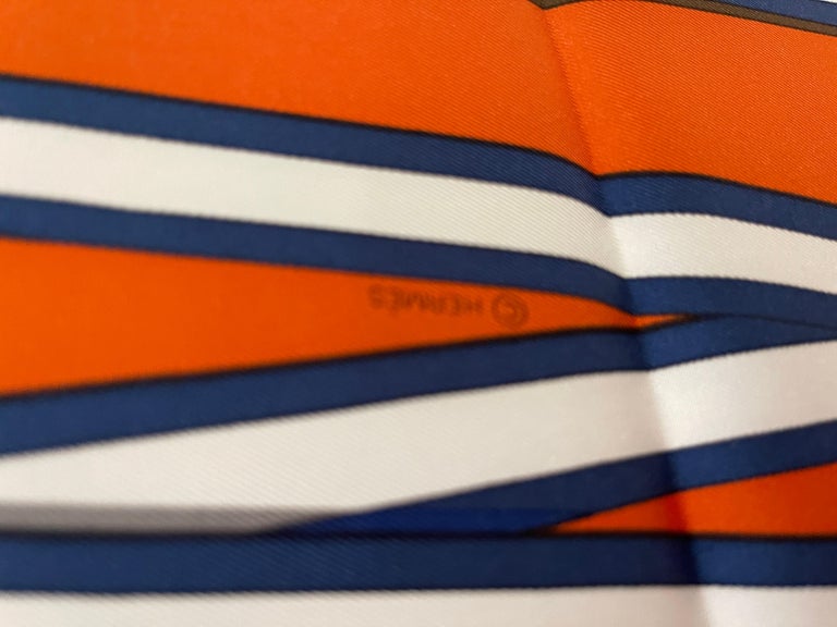 Hermes Scarf Grand Tralala Silk 90cm New Potiron Orange In New Condition For Sale In Delray Beach, FL