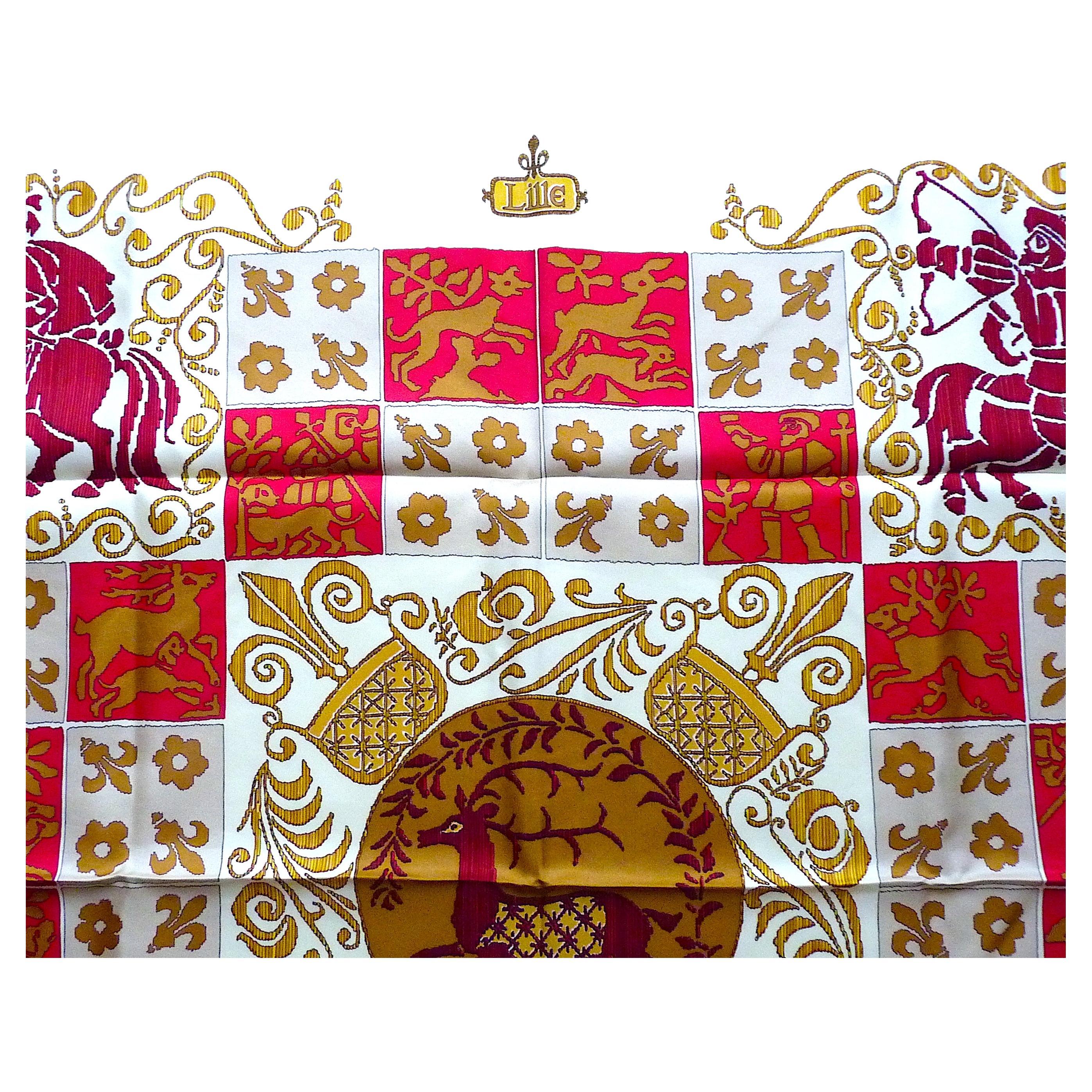 Hermes Scarf Hourvari Lille Rare Special Edition from the late 1990s