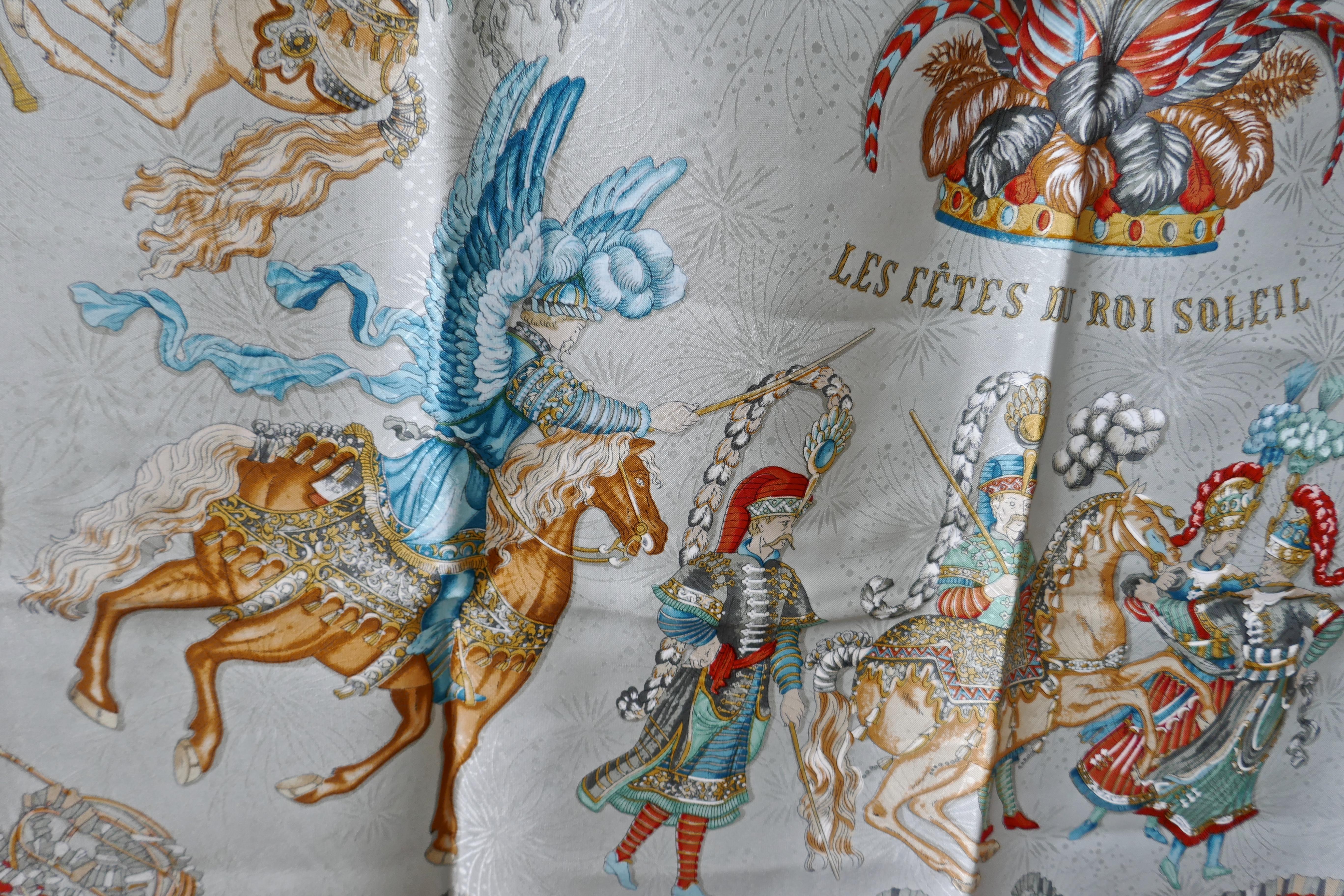 Hermès Scarf, in 100% Silk, Michel Duchene design “Les Fetes du Roi Soleil” 4