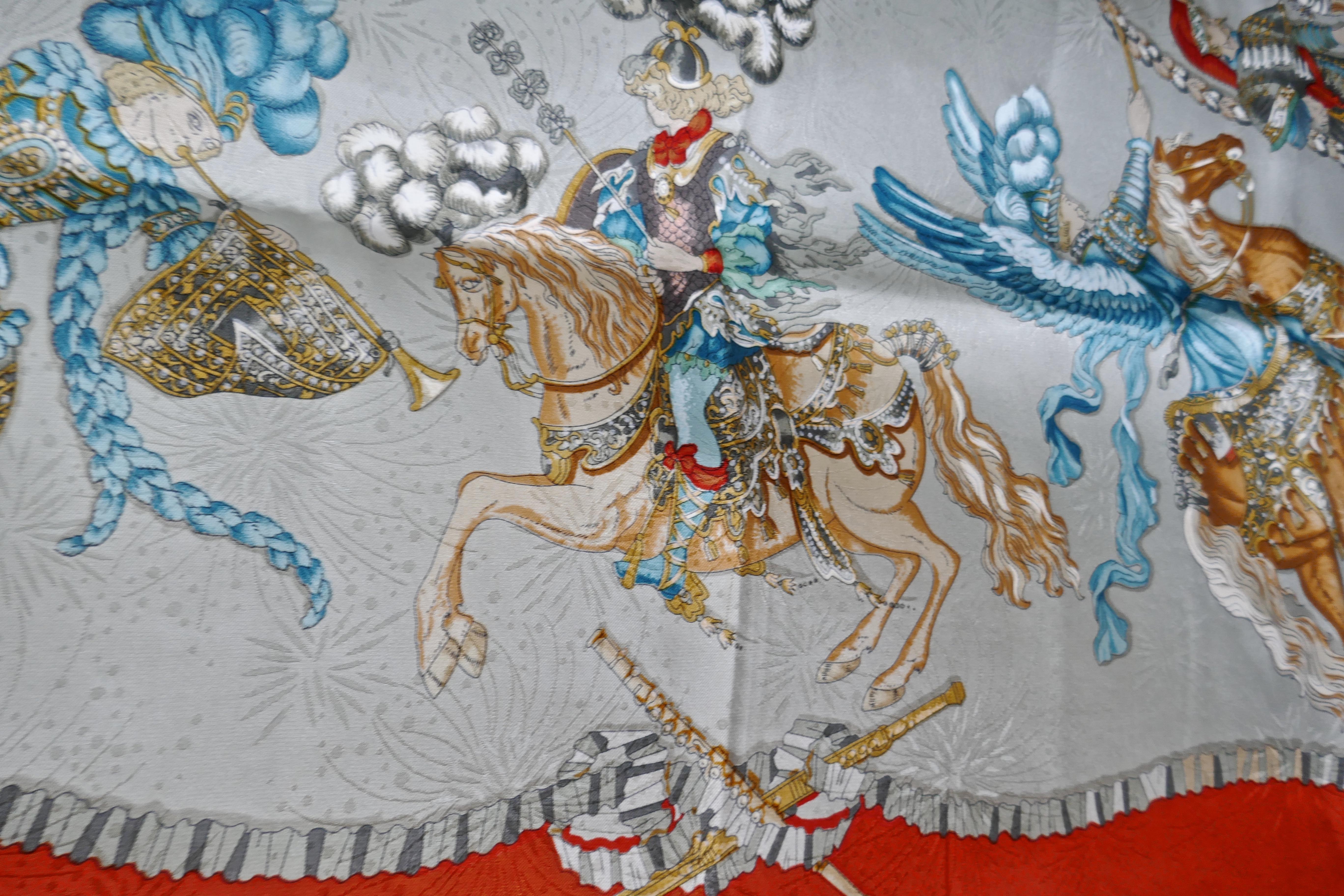 Hermès Scarf, in 100% Silk, Michel Duchene design “Les Fetes du Roi Soleil” 2