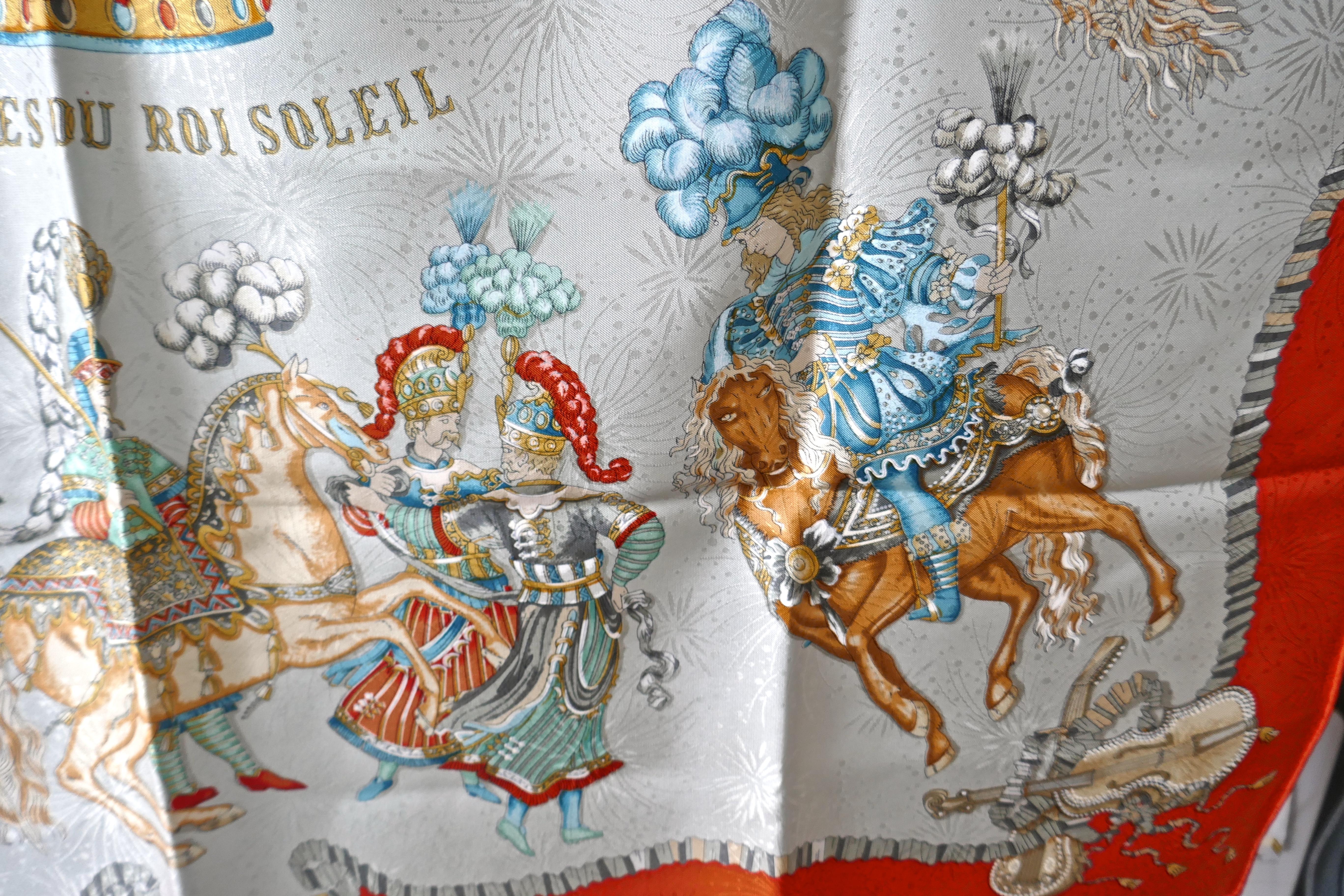 Hermès Scarf, in 100% Silk, Michel Duchene design “Les Fetes du Roi Soleil” 3