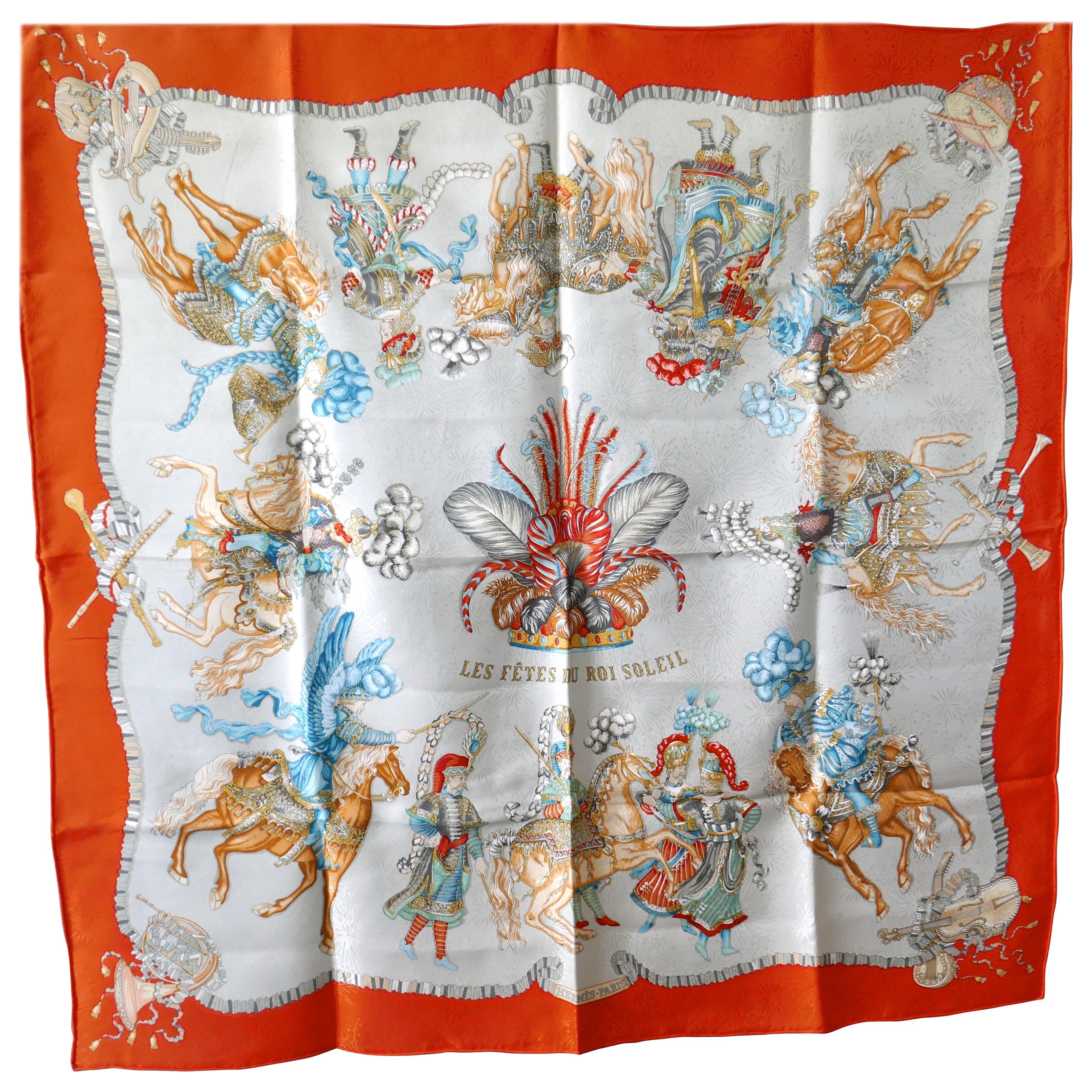 Hermès Scarf, in 100% Silk, Michel Duchene design “Les Fetes du Roi Soleil” 