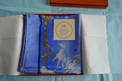 Hermès Scarf, in 100% Silk, Philippe Ledoux “Cosmos” in Blue, Gold and Bronze
