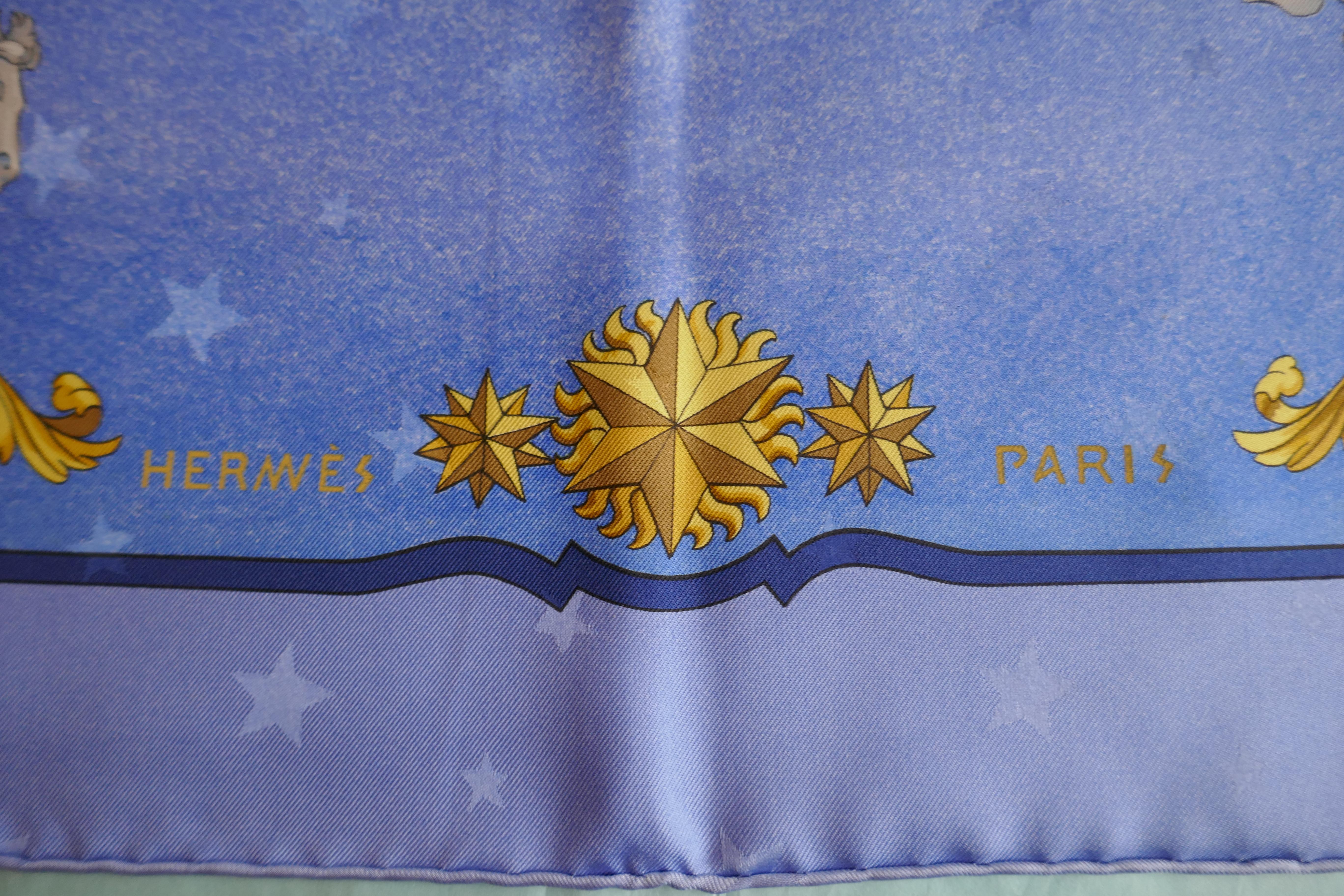 hermes scarf blue and gold