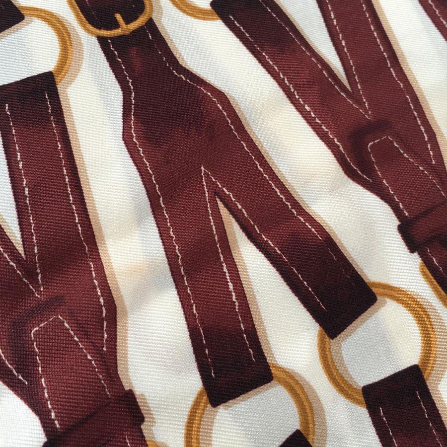 HERMES Scarf in Ivory, Burgundy and Blue Silk 2