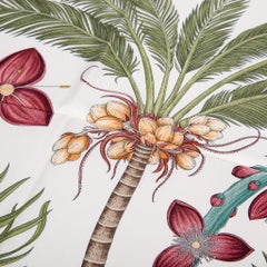 Hermes Scarf Index Palmarum Vert Olive / Ivoire Silk Twill 90 New w/ Box