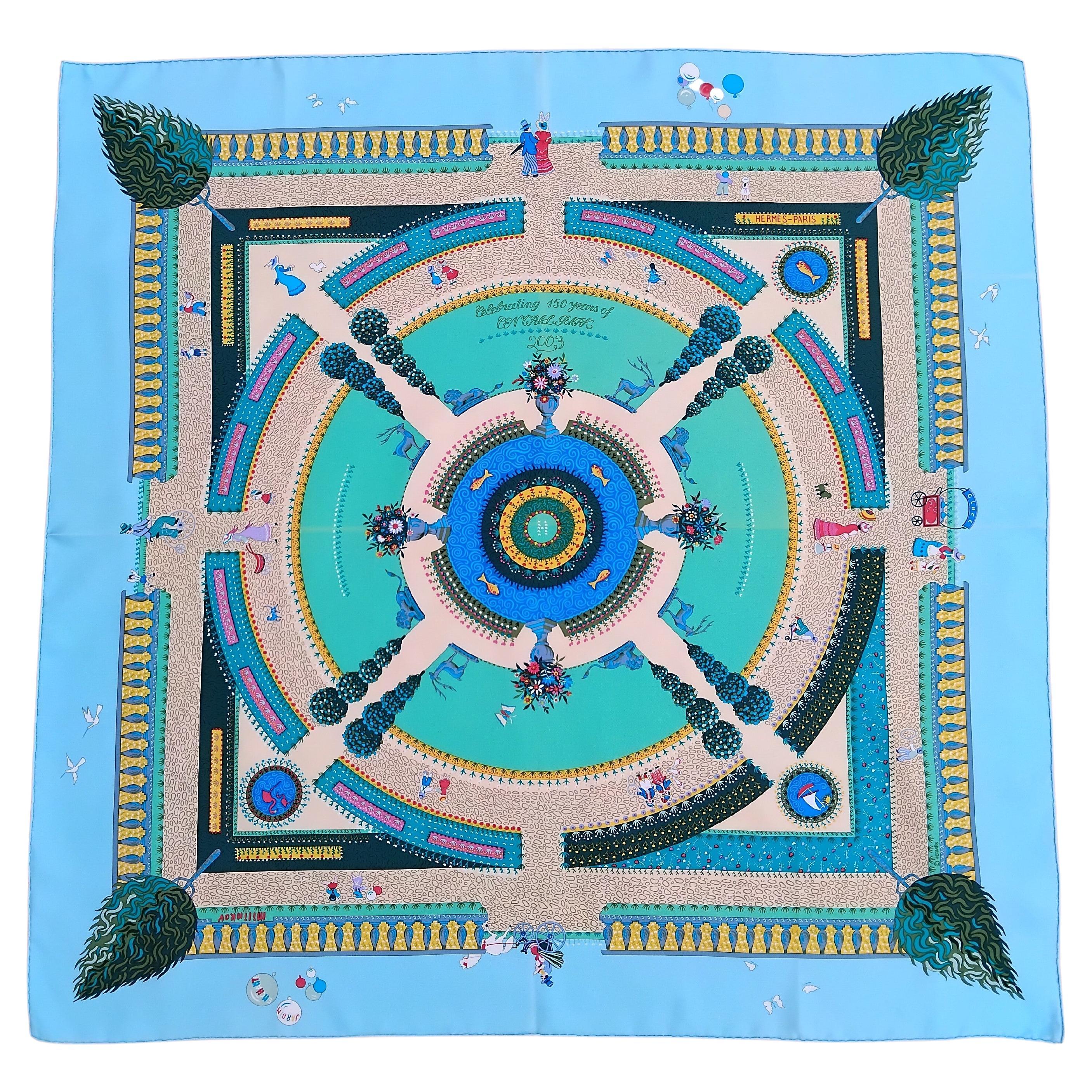 Hermès Scarf Jardin Enchanté Celebrating 150 Years of Central Park 2003 For Sale
