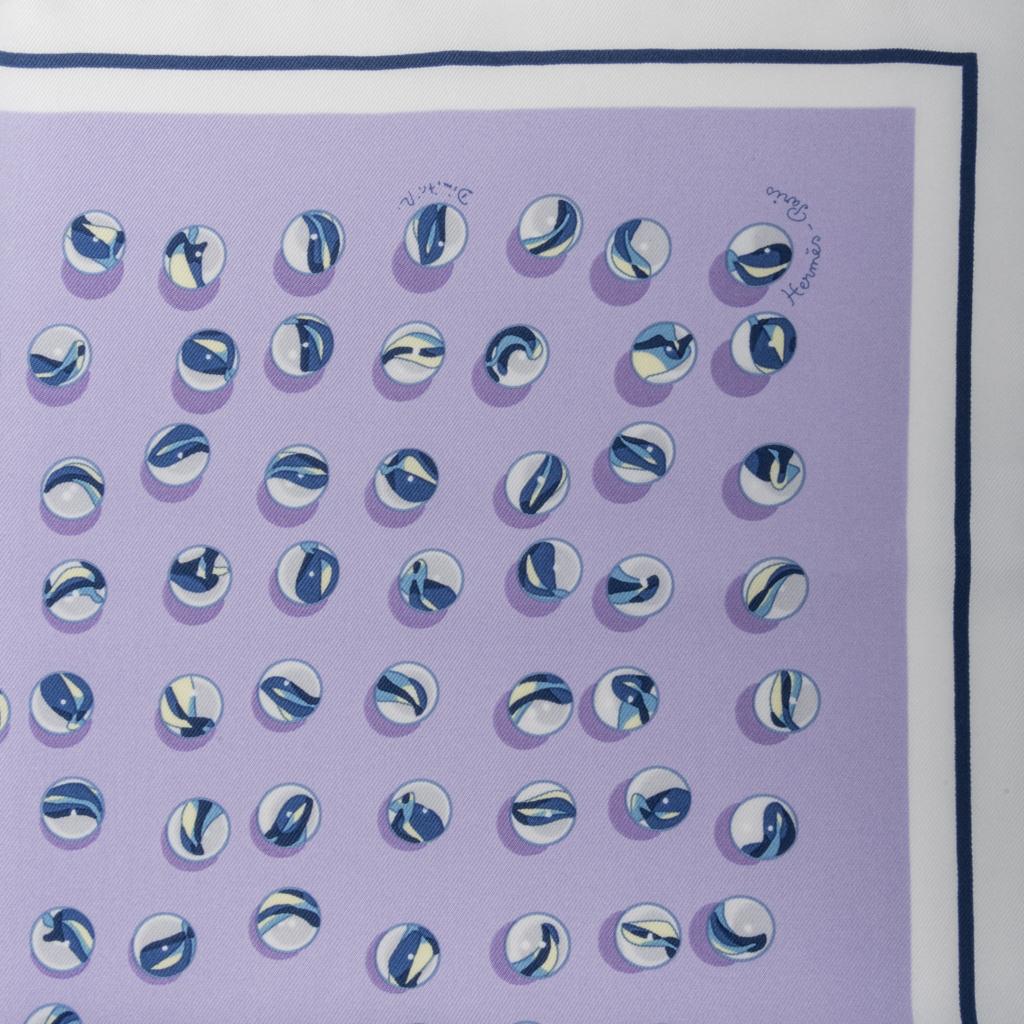 Hermes Scarf Jeu De Billes 45 Mauve Blanc Marine In New Condition In Miami, FL