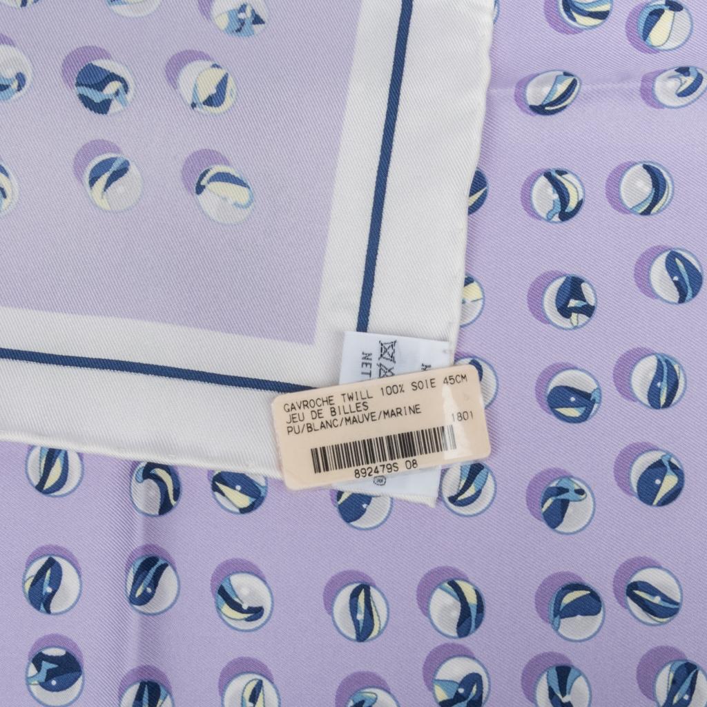 Women's Hermes Scarf Jeu De Billes 45 Mauve Blanc Marine