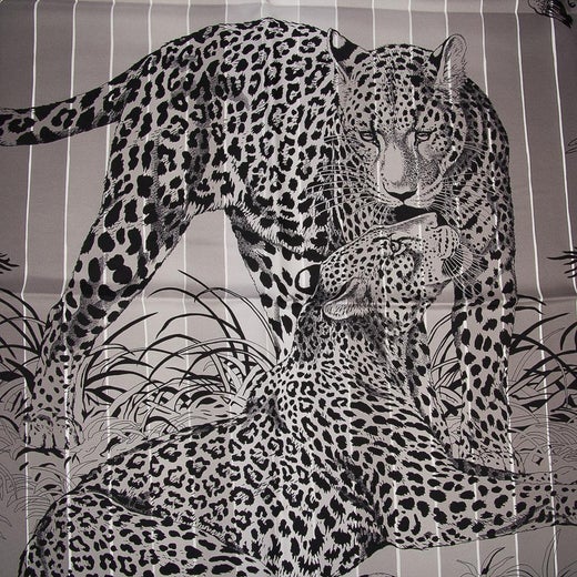 Hermes Scarf Jungle Love Rainbow Noir Blanc Gris Silk 90cm
