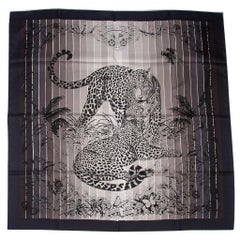 Hermes Scarf Jungle Love Rainbow Noir Blanc Gris Silk 90cm nwt