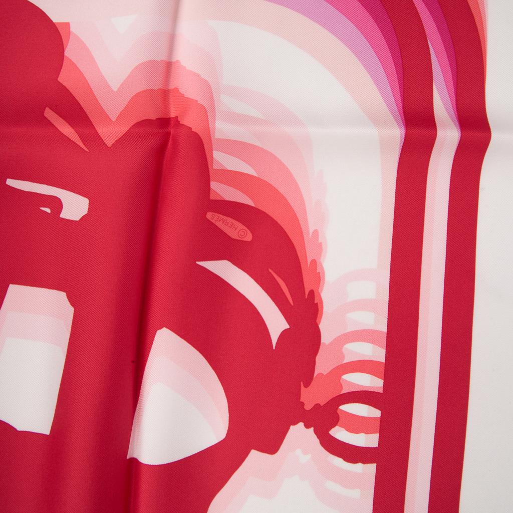 Hermes Foulard Brides de Gala Shadow 90 Blanc Rouge Rose Vif Silk Twill nwt 4
