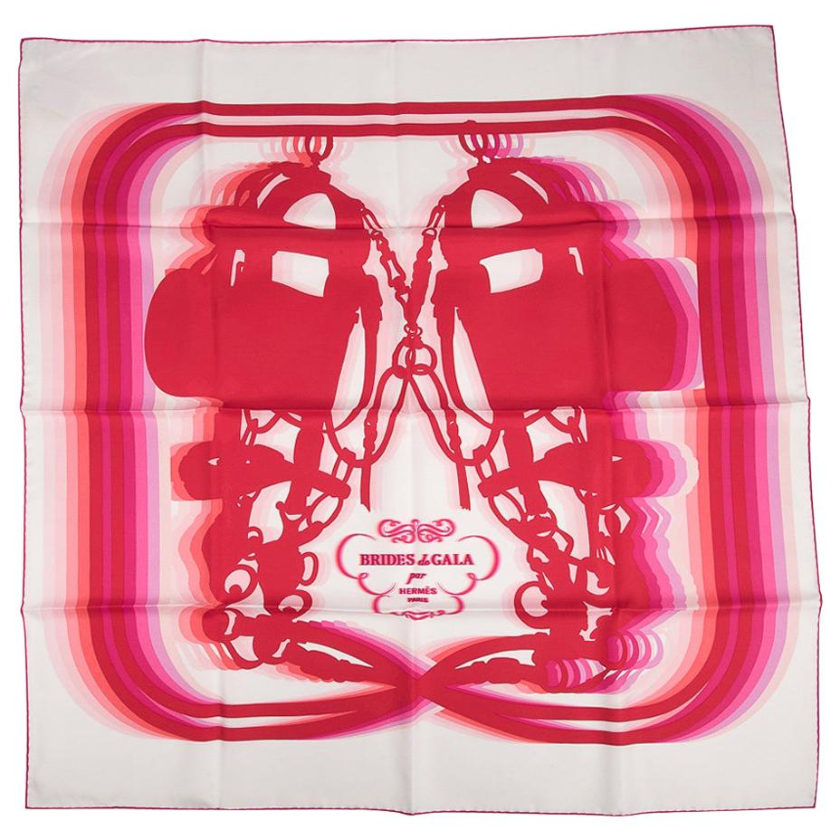 Hermes Scarf Brides de Gala Shadow 90 Blanc Rouge Rose Vif Silk Twill nwt