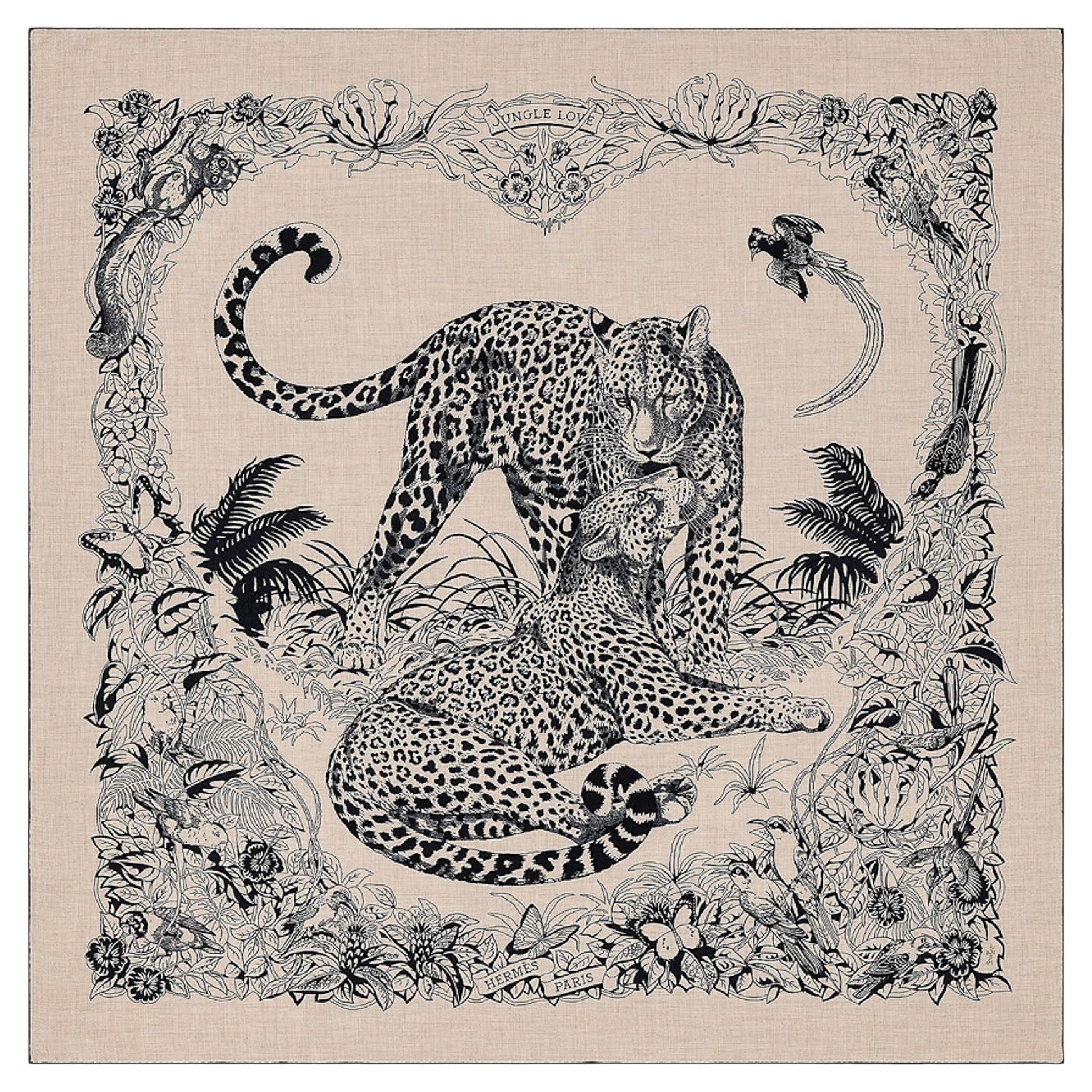Hermes Scarf Jungle Love Tattoo Cashmere Silk 140 cm