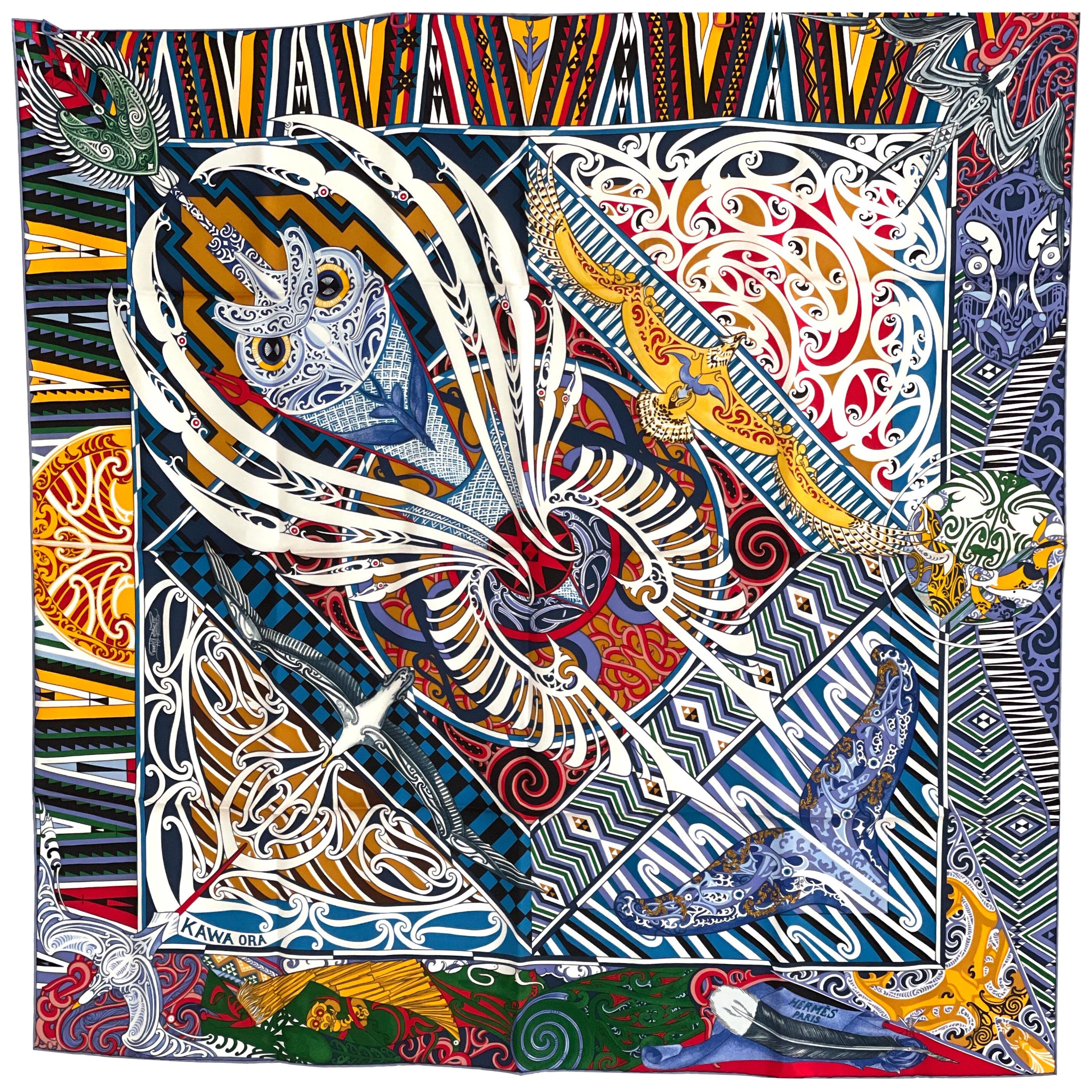 Hermes Scarf Kawa Ora Silk 90 Designed by Te Rangitu Netana