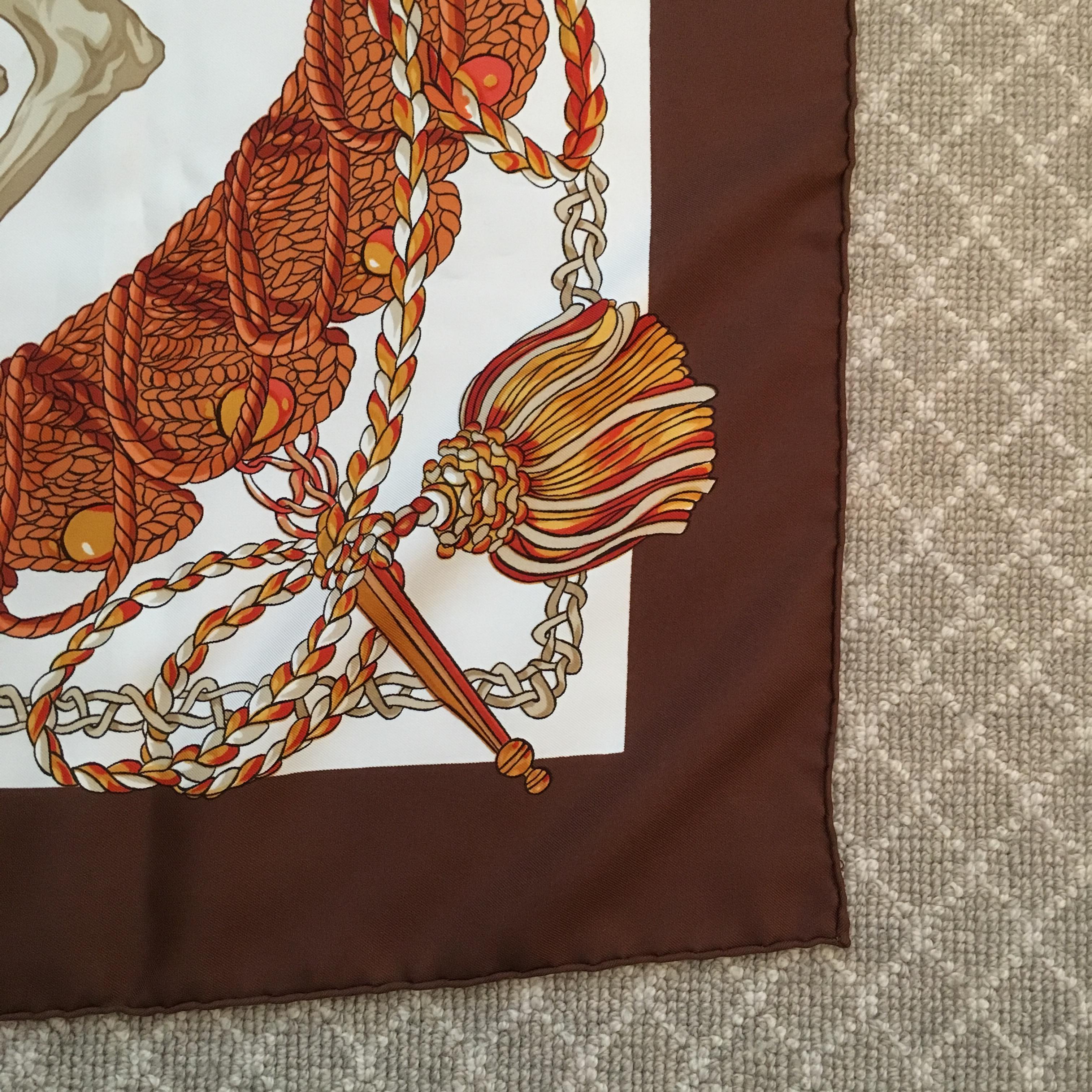 Hermes Scarf Le Timbalier by Francoise Heron 1961 in Box 90cm 2