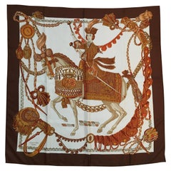 Vintage Hermes Scarf Le Timbalier by Francoise Heron 1961 in Box 90cm