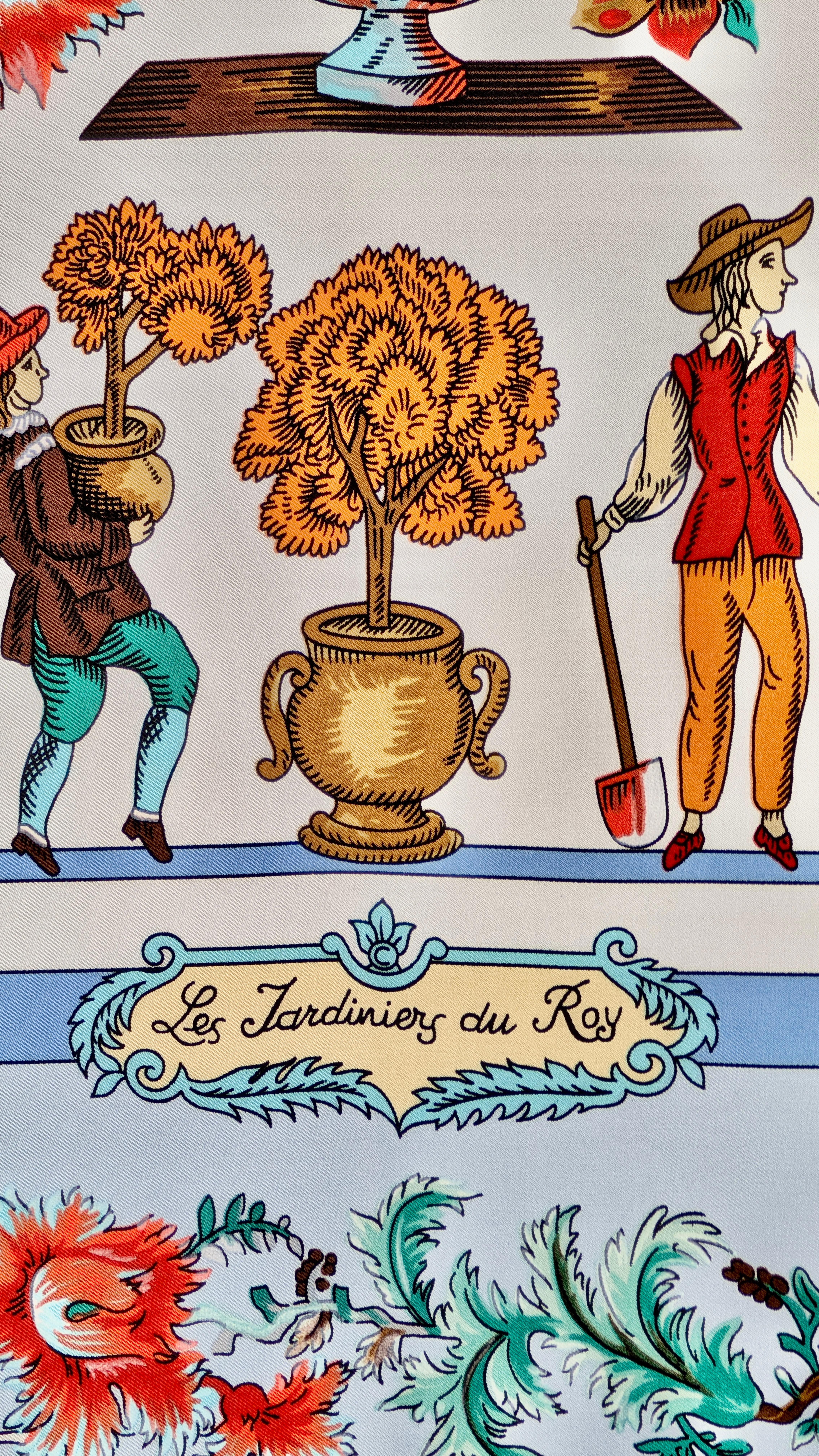 Bufanda HERMÈS Les Jardiniers du roy Gris en venta