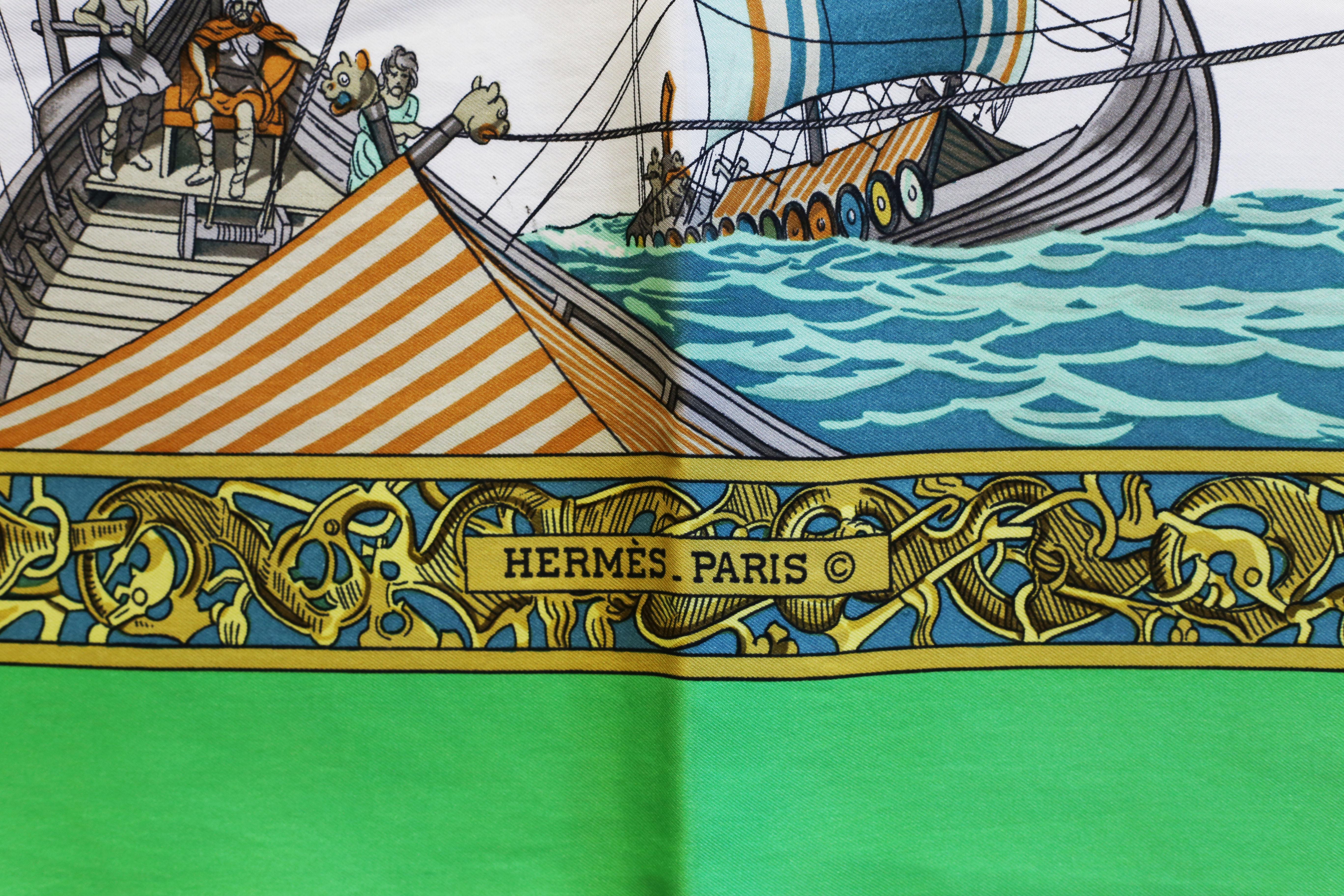 Hermès scarf Les Normandes designed by Ledoux 1971 In Good Condition In  Bilbao, ES