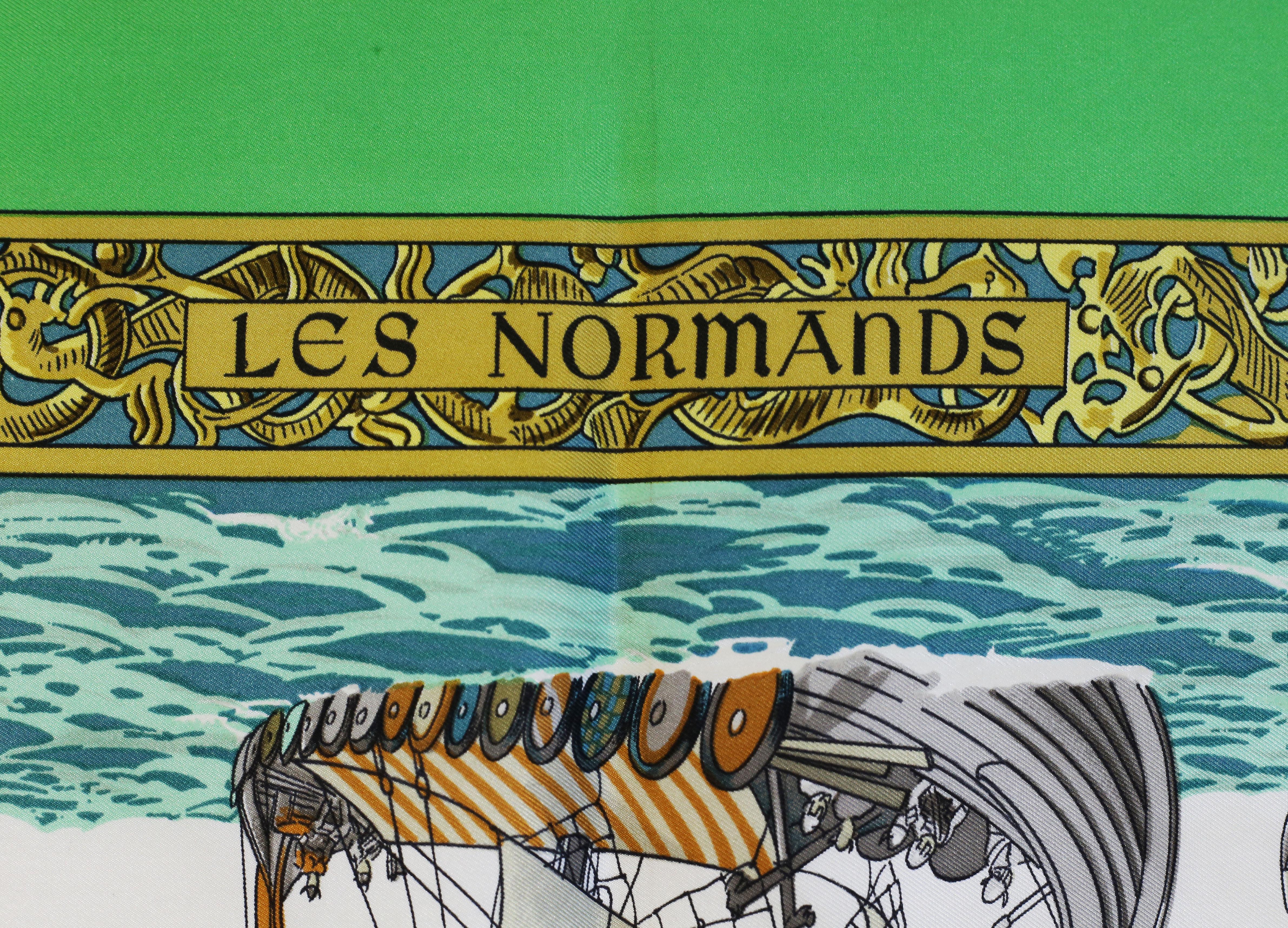 Women's or Men's Hermès scarf Les Normandes designed by Ledoux 1971