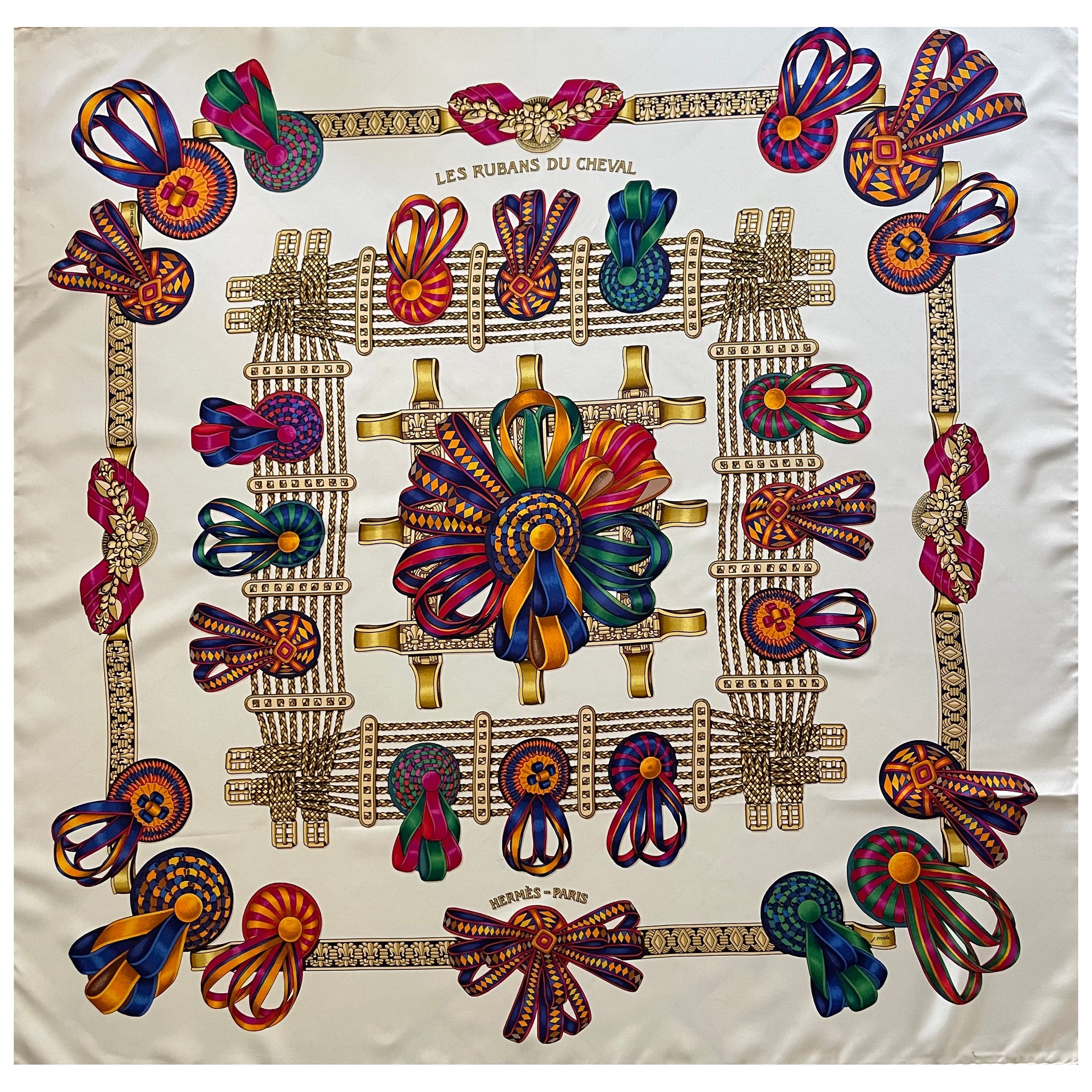 Hermès Halstuch " Les Rubans Du Cheval " 1988