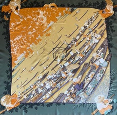 Pañuelo Hermès "Marché Flottant Du Lac Inlé" 1998