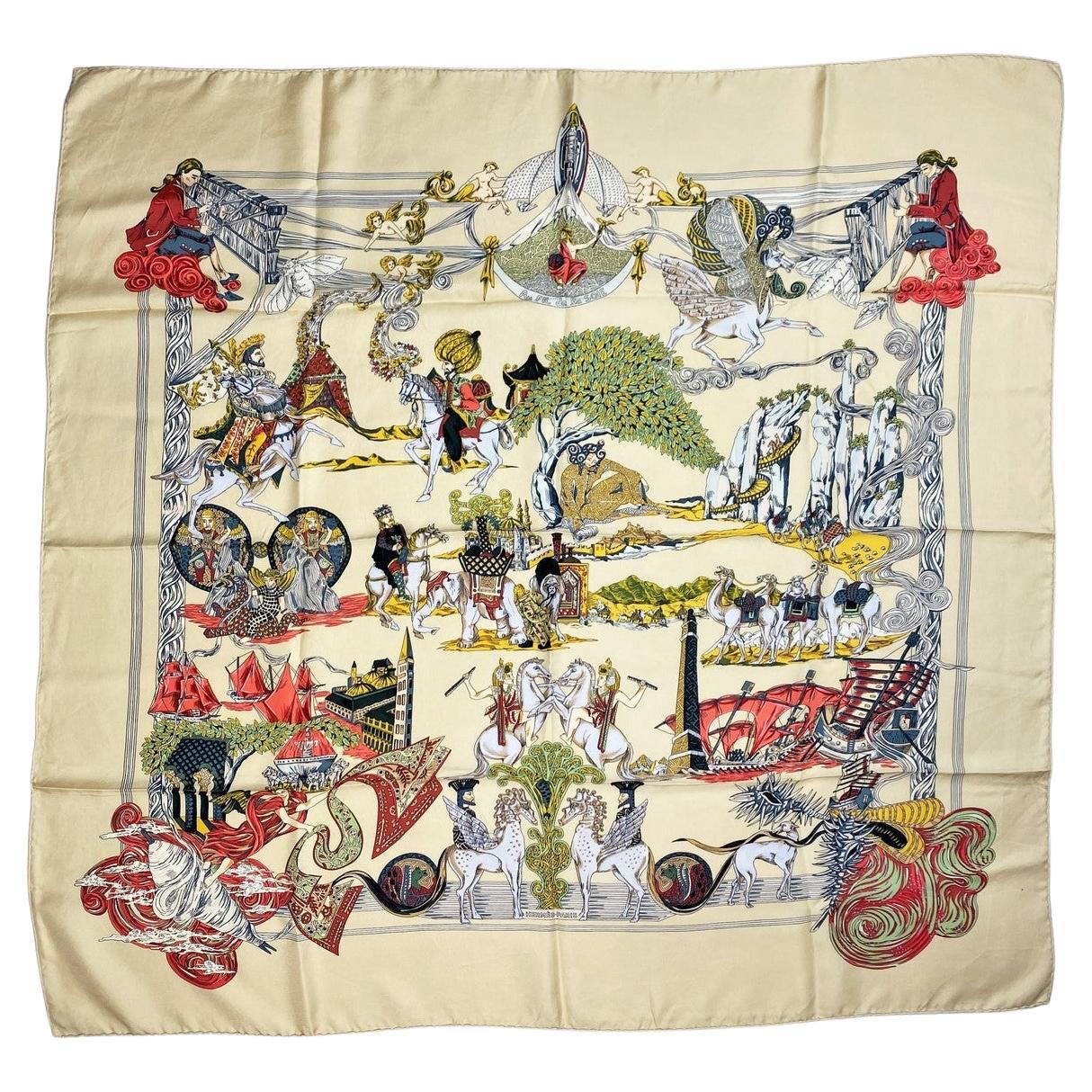 Foulard Hermès "Au fil de la soie" par Annie Faivre - Paris Circa 1995