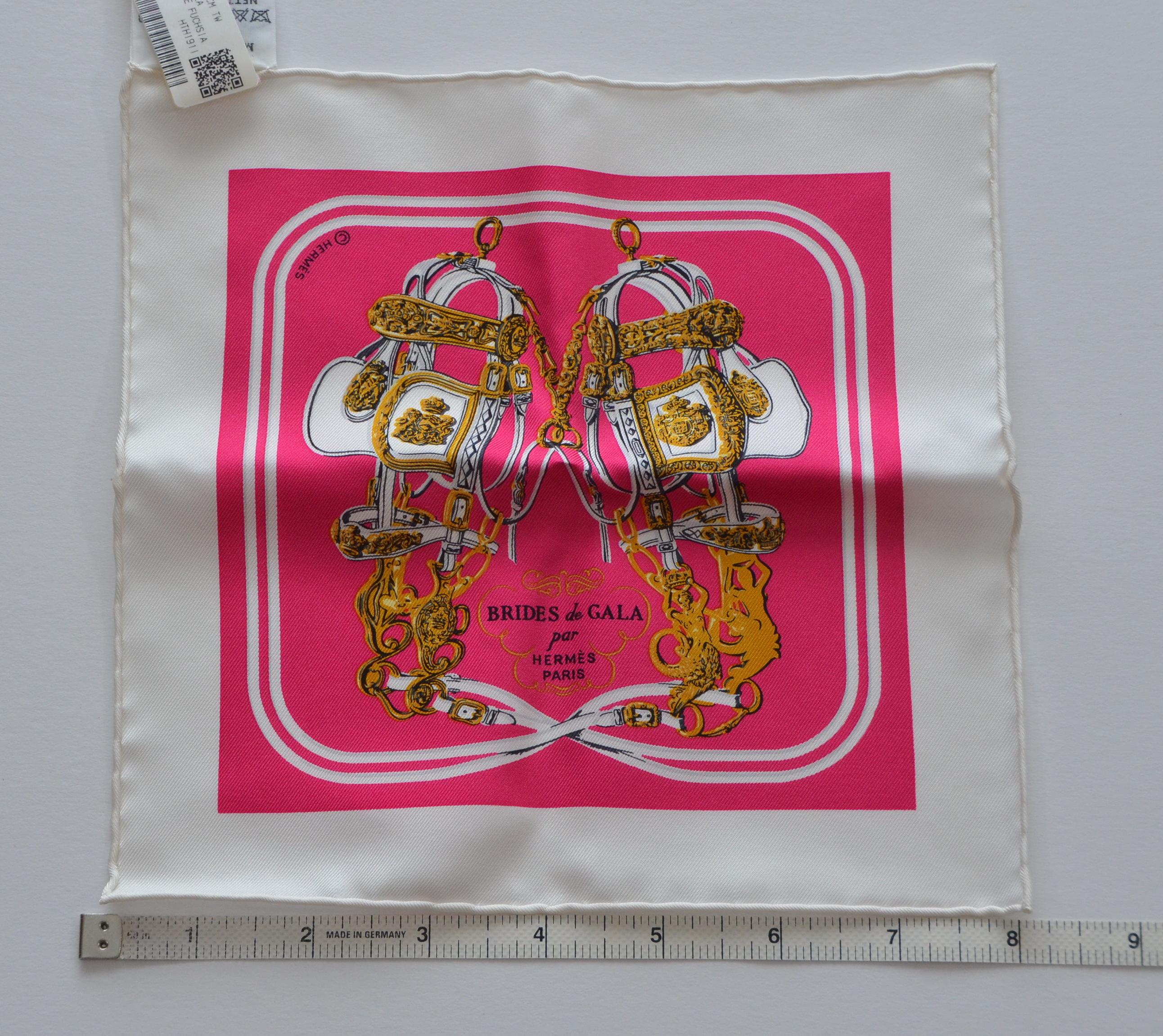 Hermes Scarf Nano Brides de Gala  
New With  Box
Please see pictures with measurement.
This is a nano small scarf 

FINAL SALE