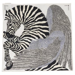 Hermes Scarf Nano Zebra Pegasus Noir / Blanc New w/Box