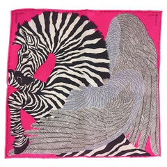 Hermes Echarpe Nano Zebra Pegasus Rose Bonbon / Noir/ Blanc New w/ Box
