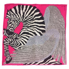 Hermes Scarf Nano Zebra Pegasus Rose Bonbon / Noir/ Blanc New w/ Box