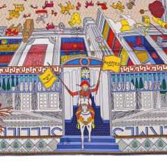 Hermes Scarf Objets de Curiosite Bleu Lavande / Gris Silk 90