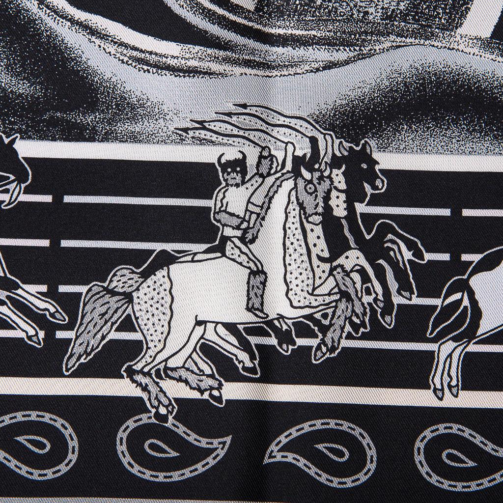 Black Hermes Scarf Pani La Shar Double Face Silk Twill Noir / Marine 90 New w/Box
