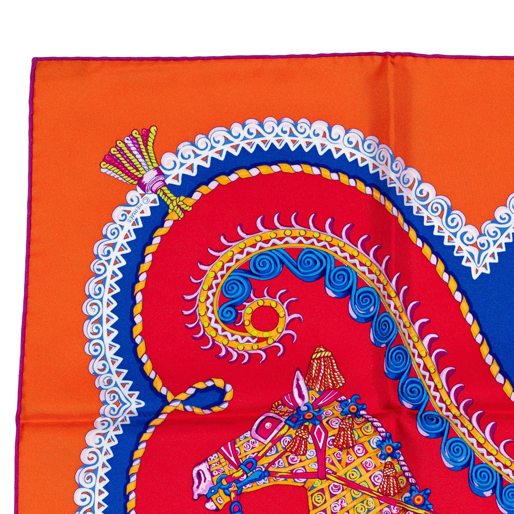 ¡¡Hermes Bufanda - Paperoles - Rojo Naranja - Nuevo - Raro!! en venta 7