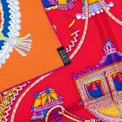 Hermes Scarf - Paperoles - Red Orange - New - Rare!!