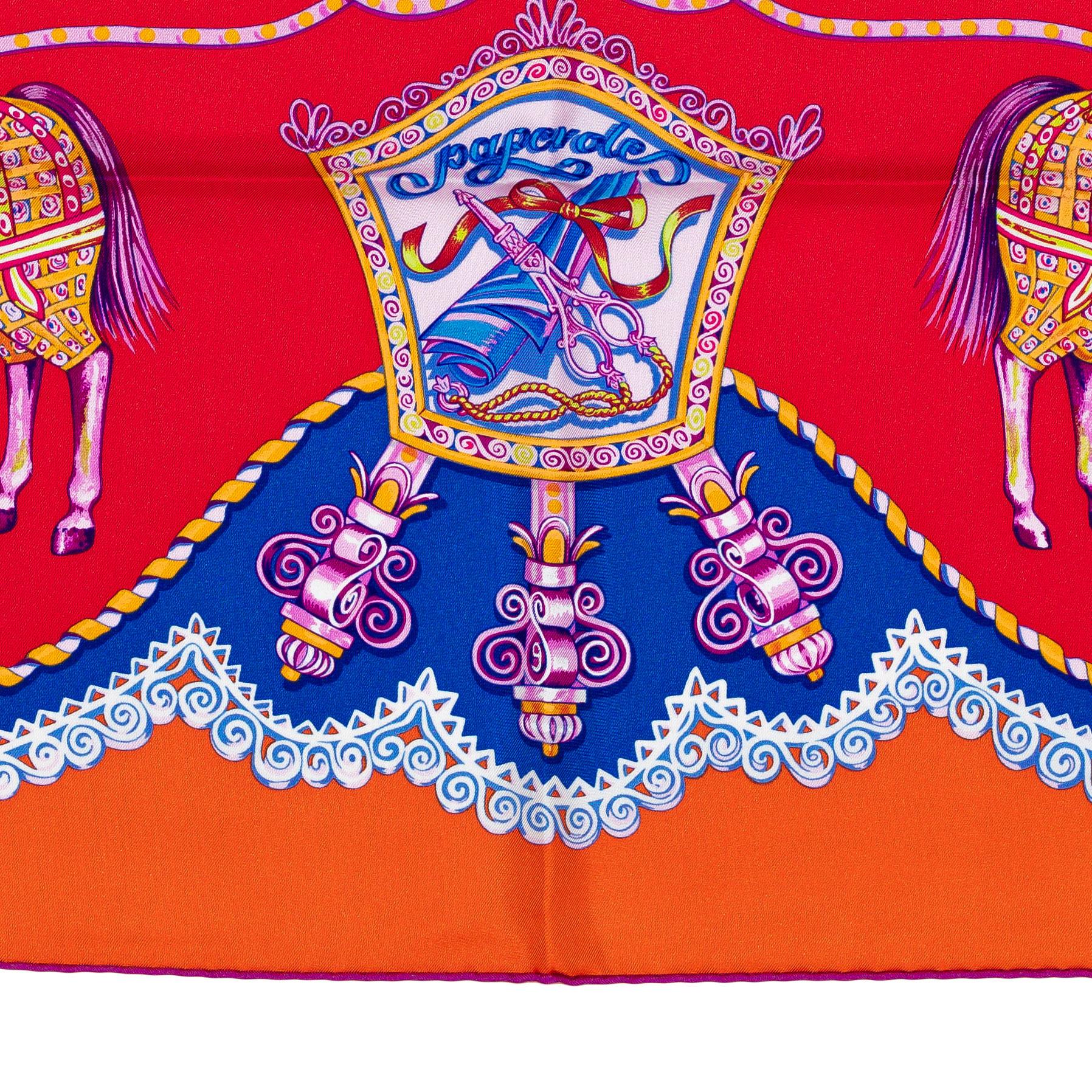 De las mujeres ¡¡Hermes Bufanda - Paperoles - Rojo Naranja - Nuevo - Raro!! en venta